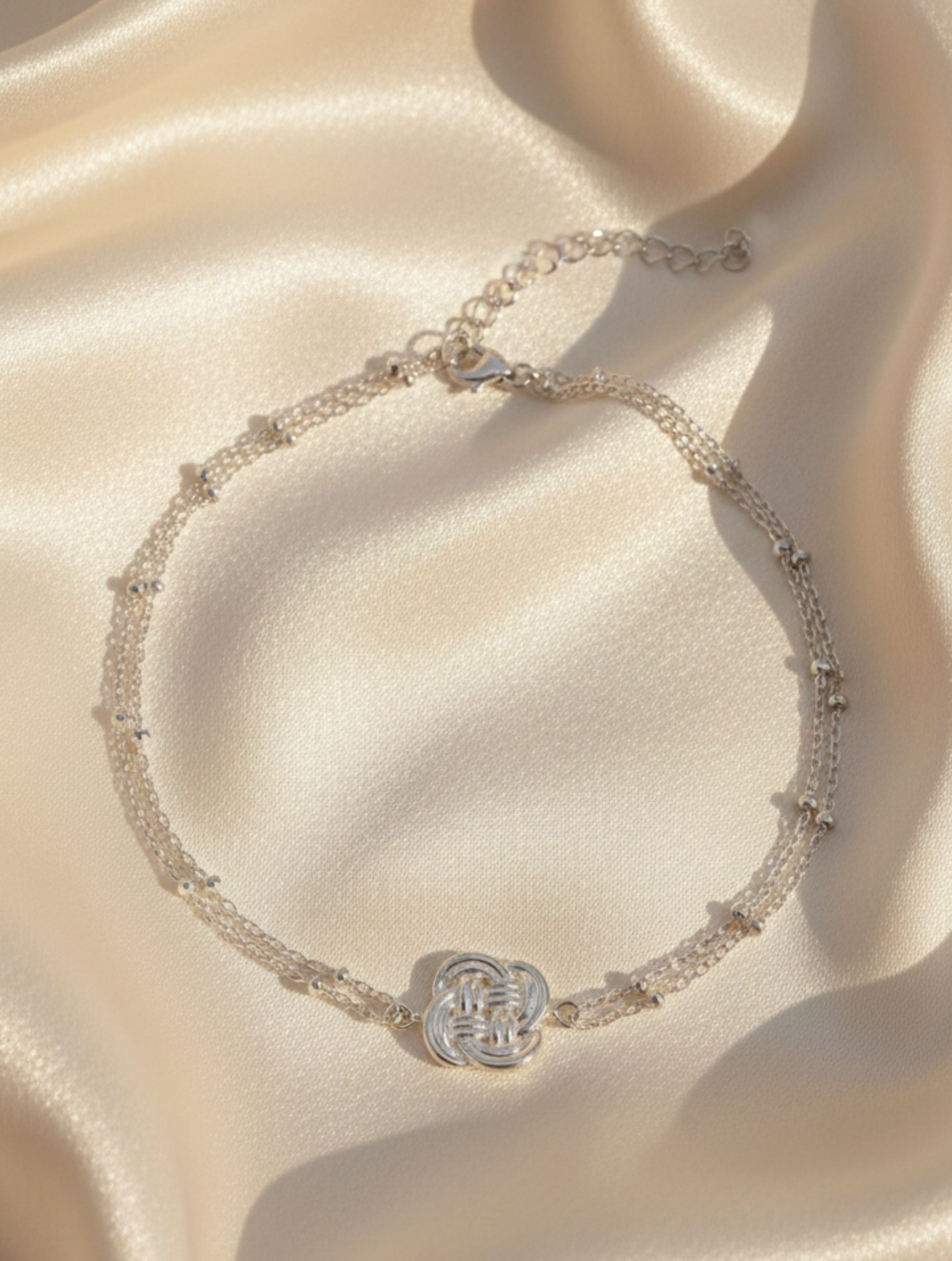 Eternal Knot Double-Layer 925 Sterling Silver Anklet