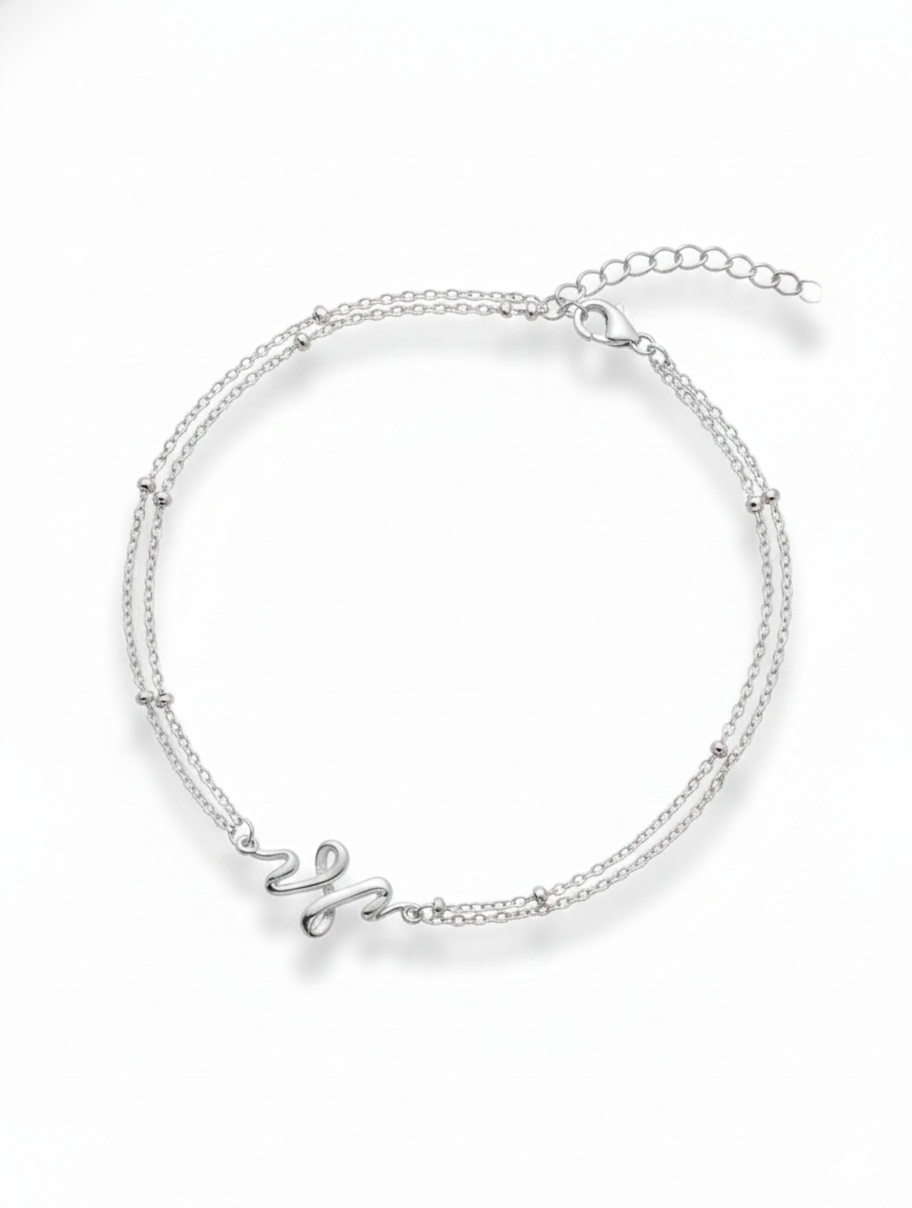 Double-Layer Wave Anklet in 925 Sterling Silver