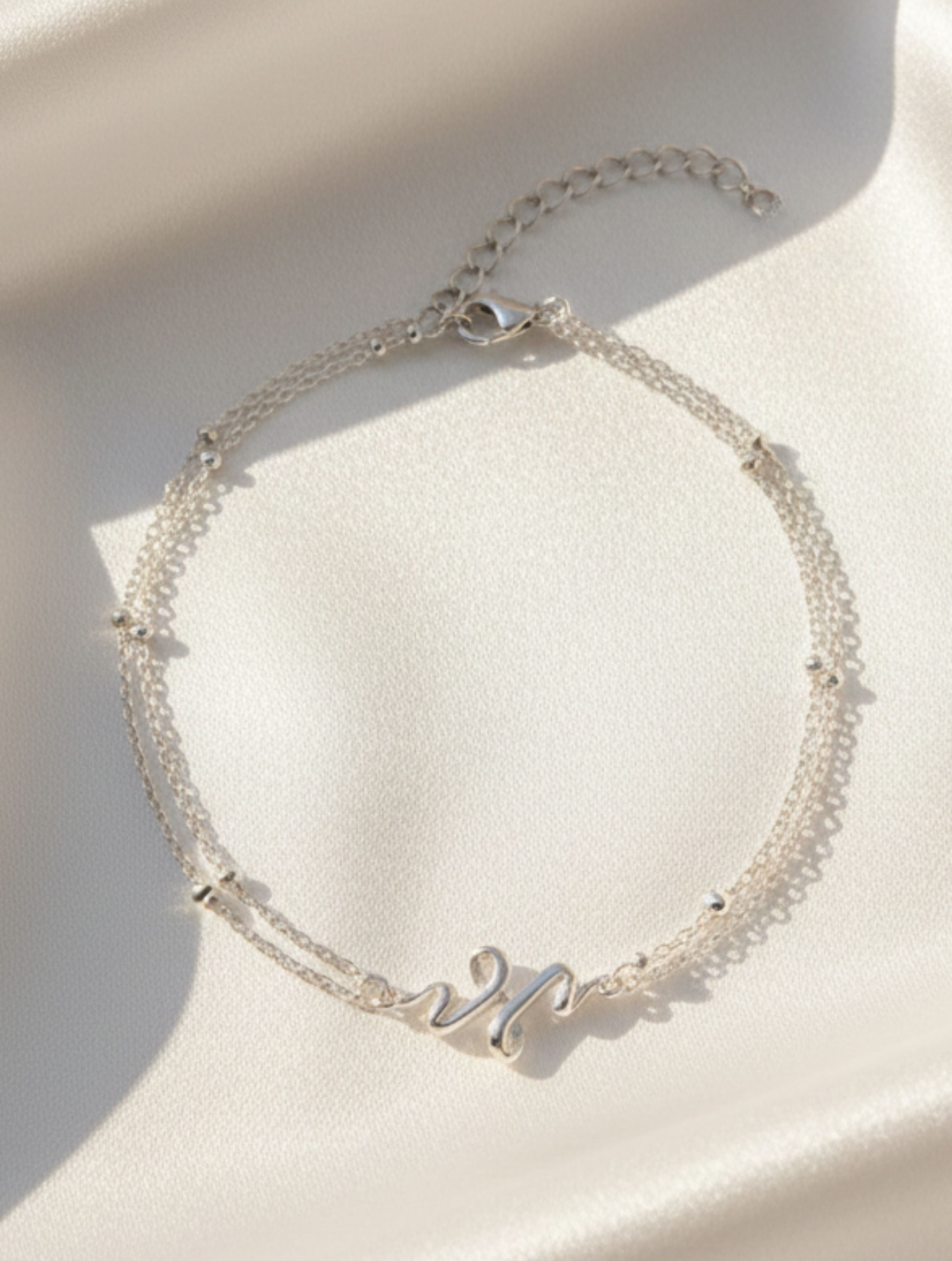 Double-Layer Wave Anklet in 925 Sterling Silver