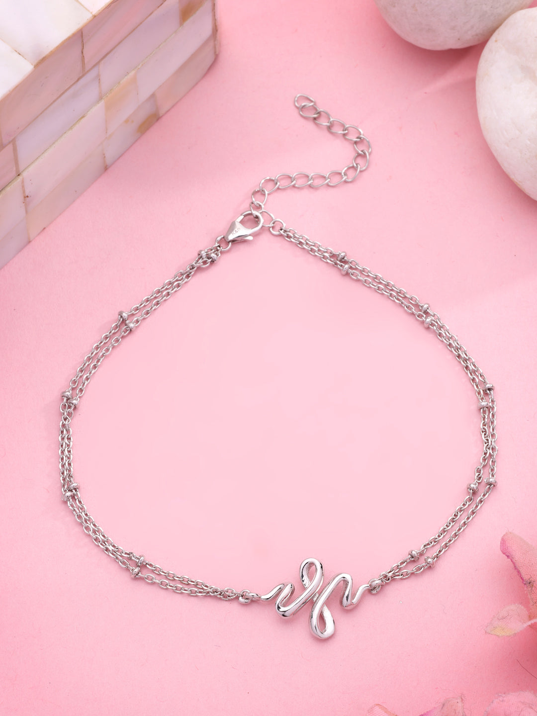 Double-Layer Wave Anklet in 925 Sterling Silver