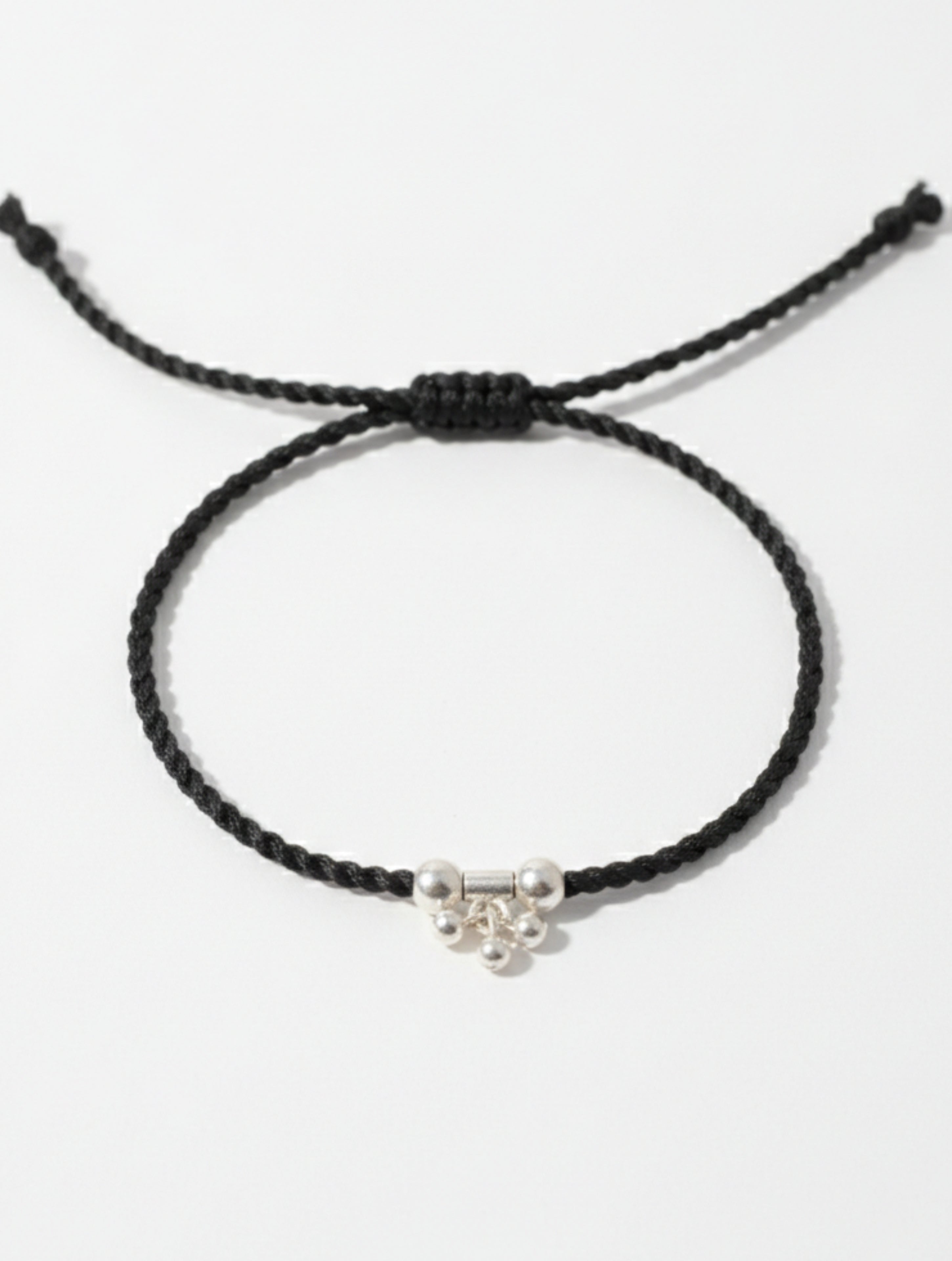 925 Sterling Silver Nazariya Black Thread Anklet with Ghungroo Charms