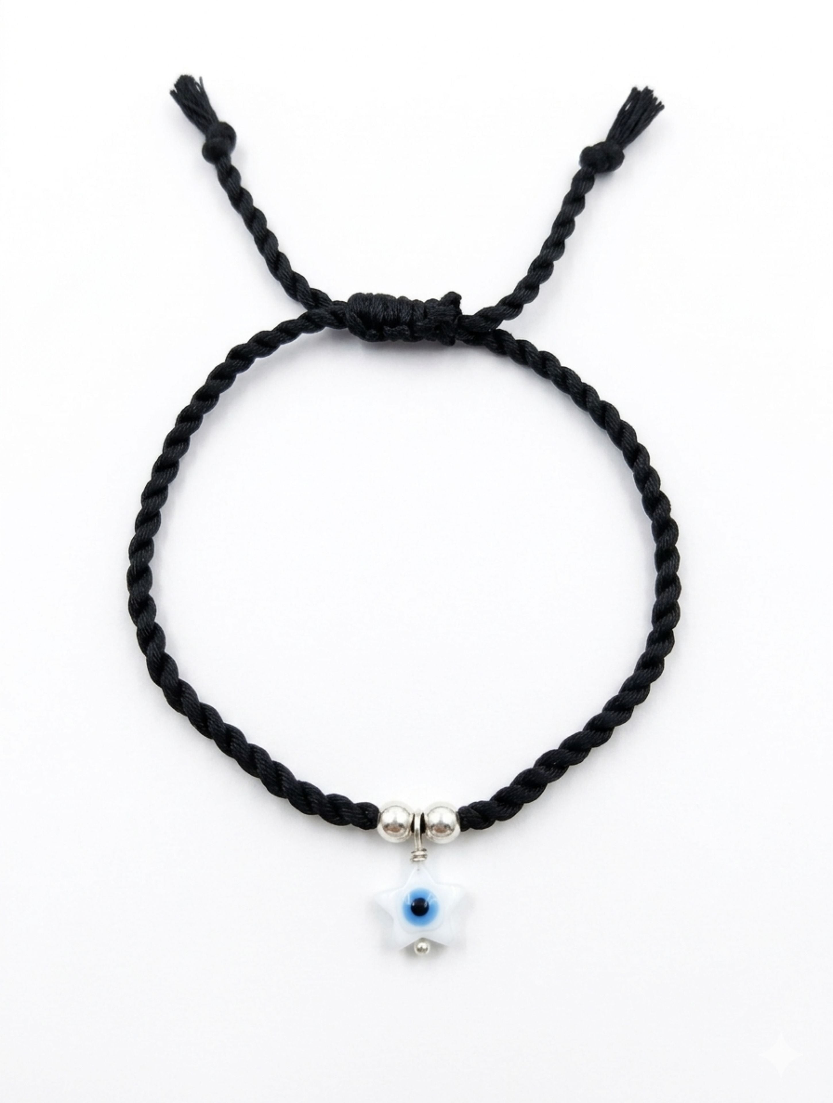 925 Sterling Silver MOP Star Evil Eye Anklet