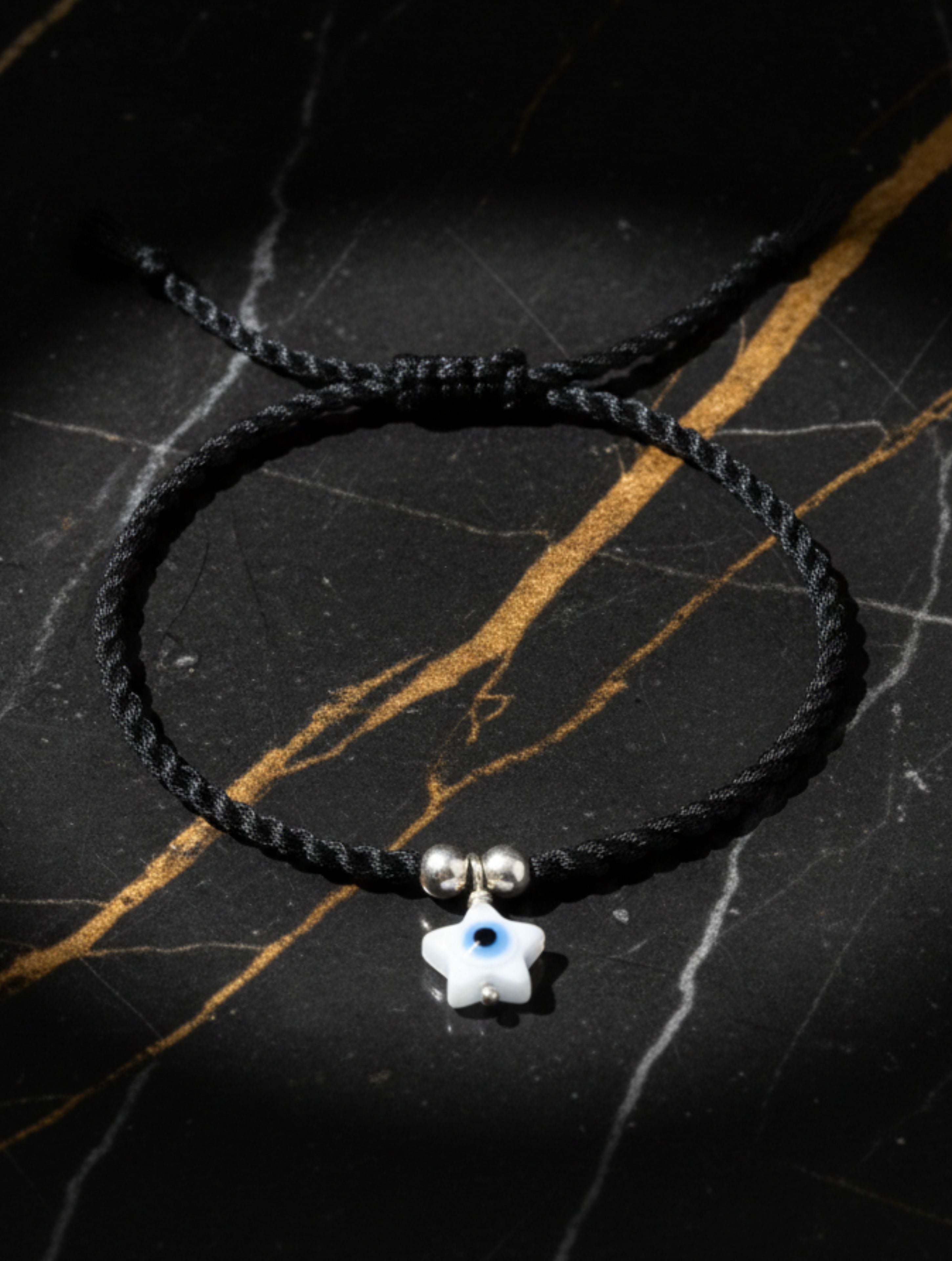 925 Sterling Silver MOP Star Evil Eye Anklet