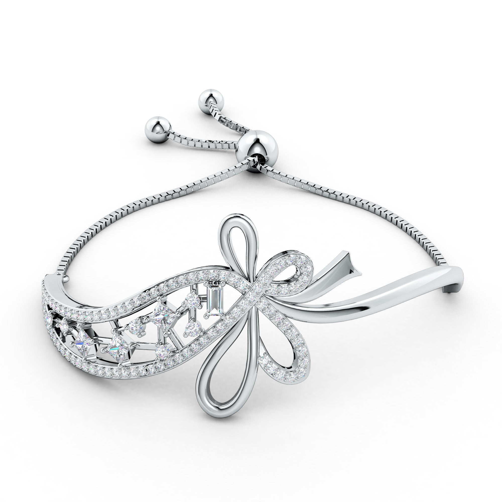 Moissanite Graceful Ribbons Bracelet 925 Sterling Silver Bracelet For Women