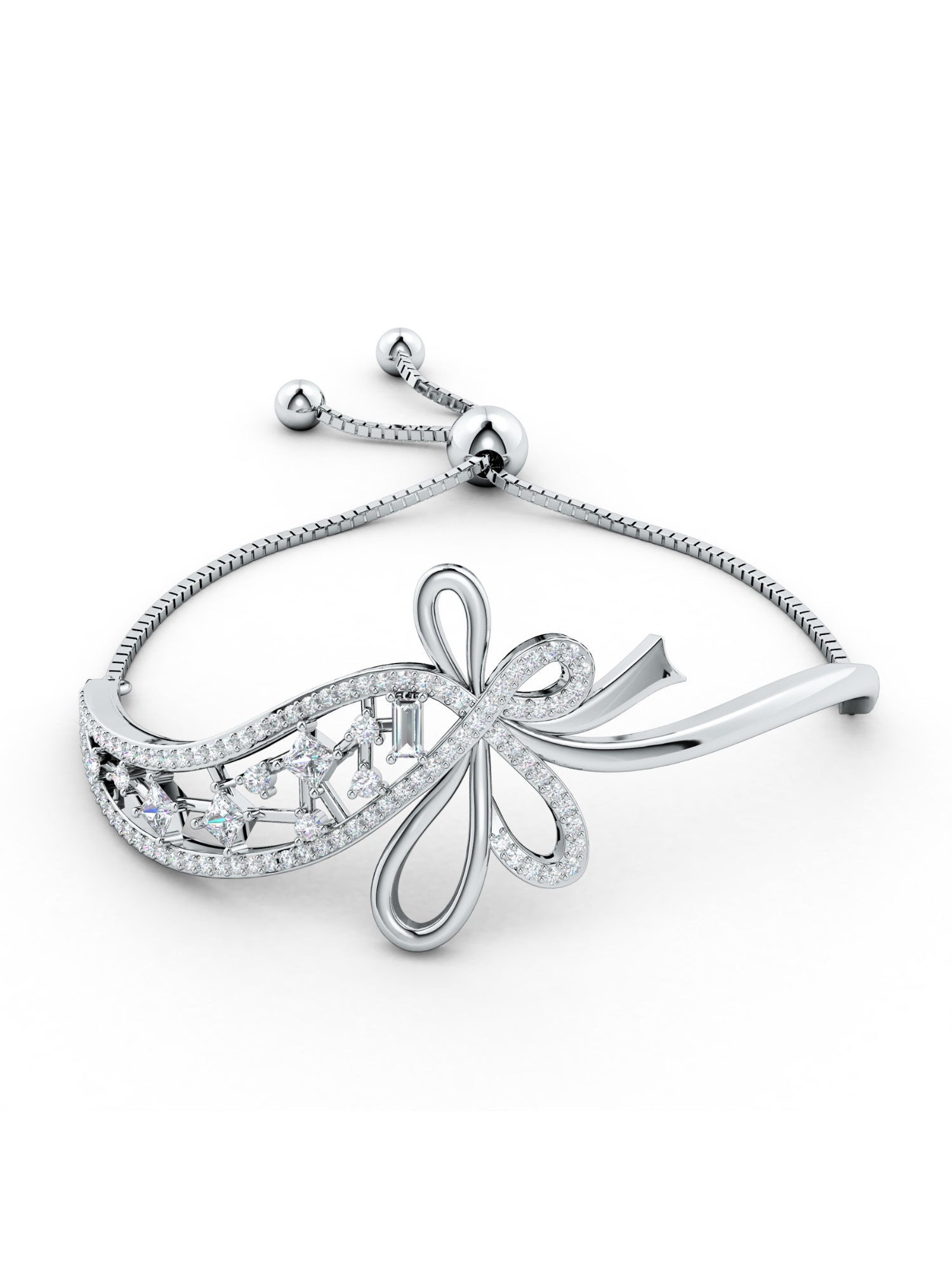 Graceful Ribbons: Moissanite Bracelet