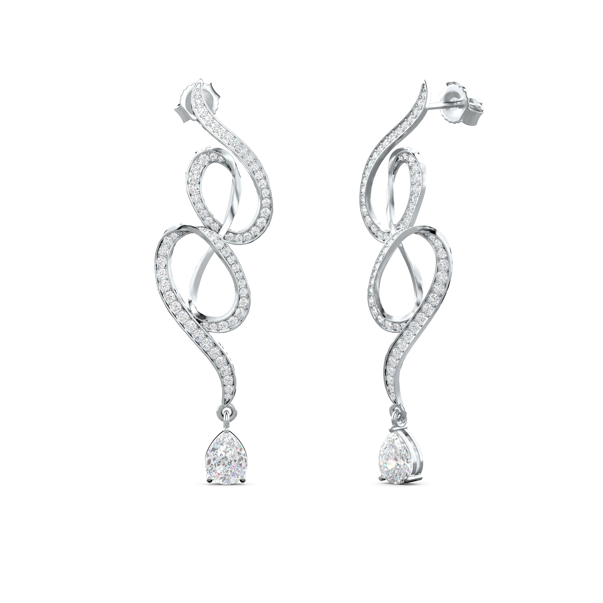 Grace of Ribbon Moissanite 925 Sterling Silver Drop Earrings For Women