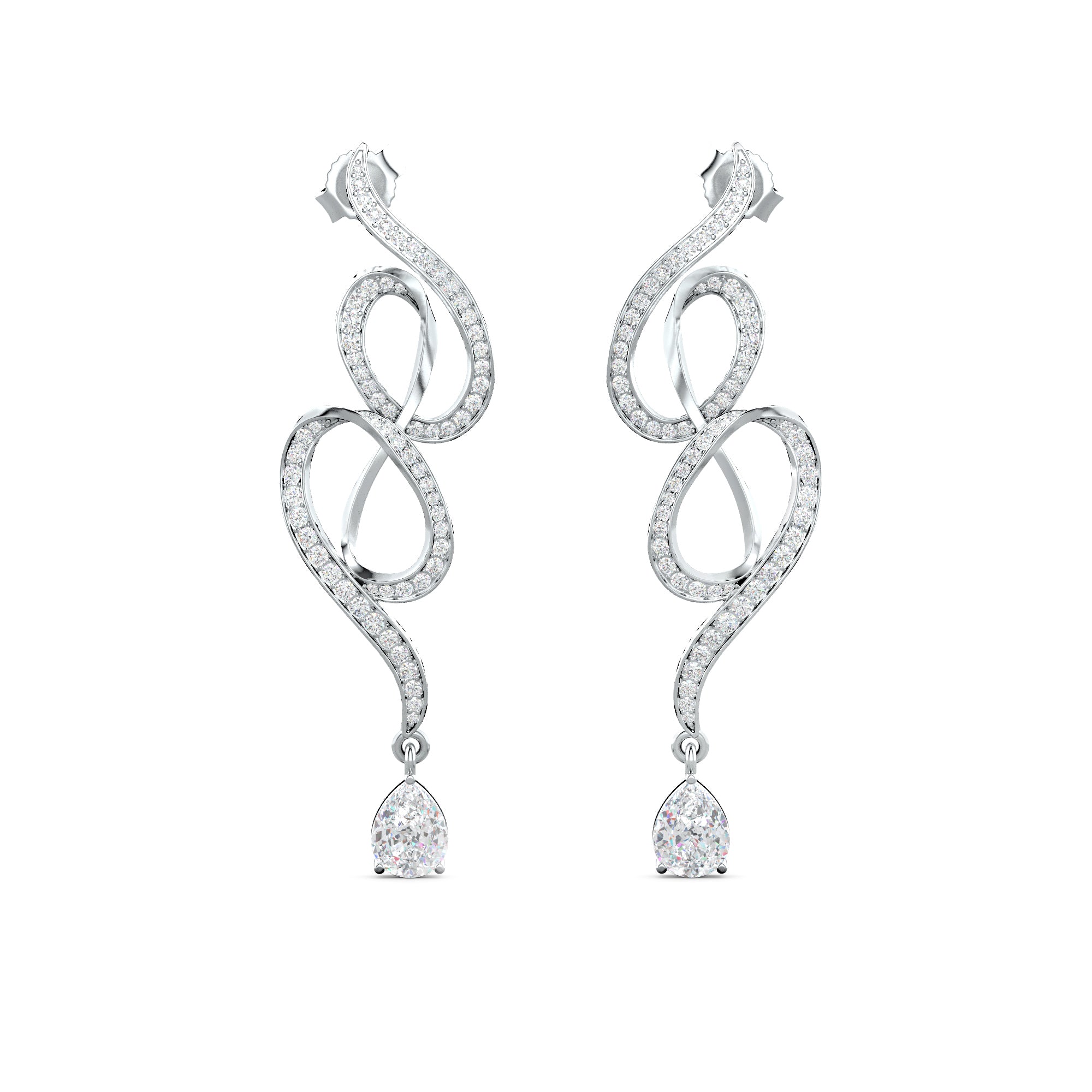 Grace of Ribbon Moissanite 925 Sterling Silver Drop Earrings For Women's Day Gift