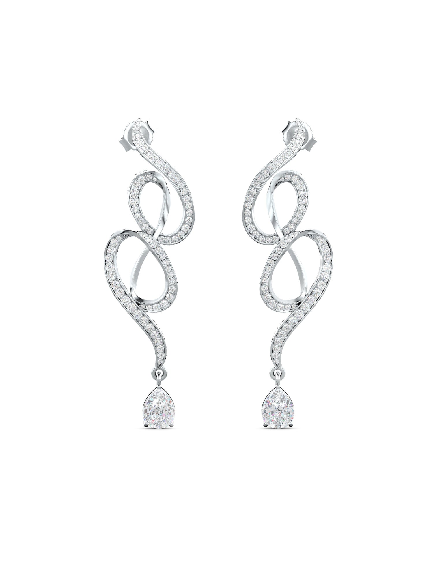 Grace of Ribbon: Moissanite Drop Earrings