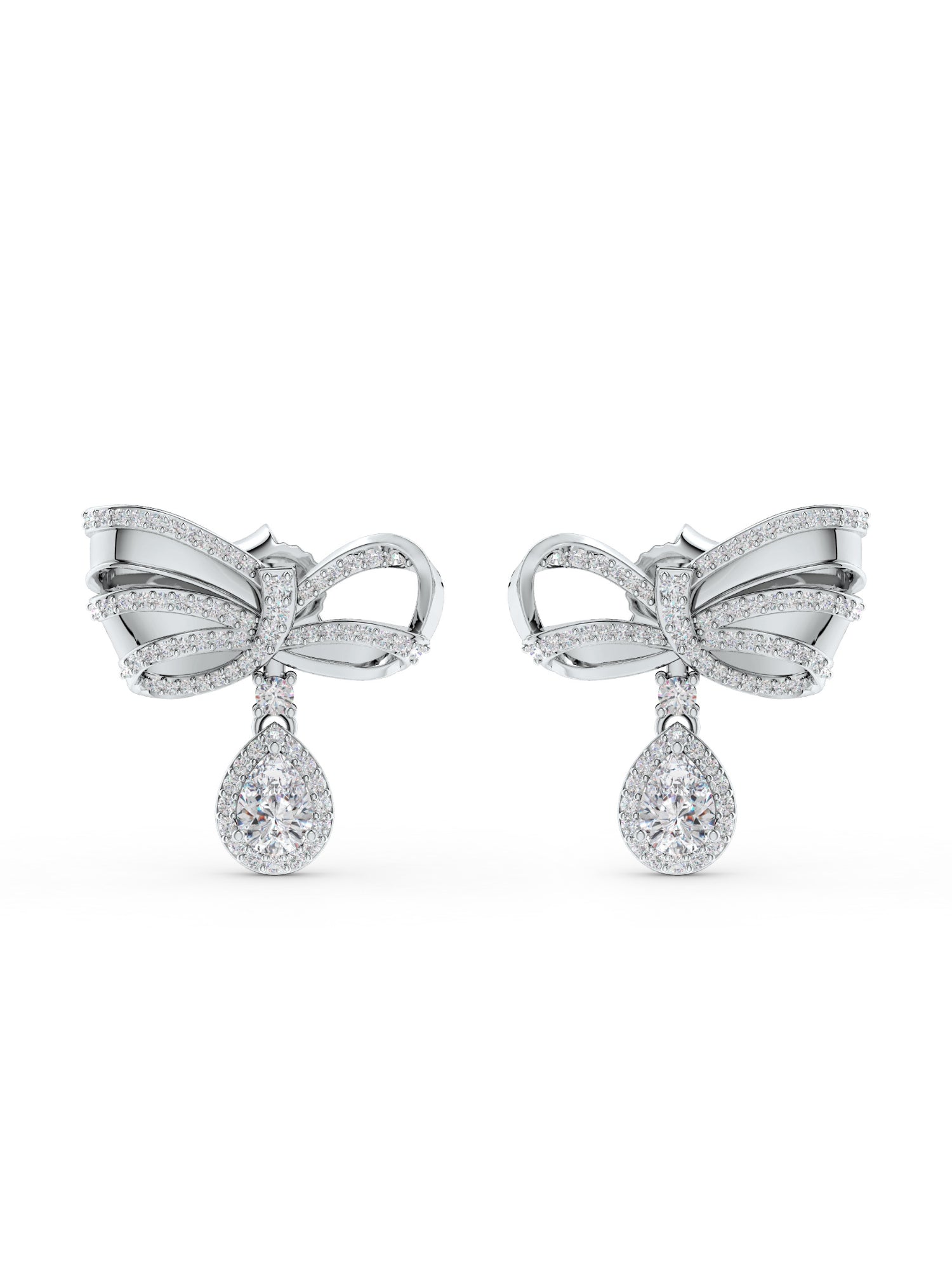 Bow of Elegance: Moissanite-Studded Earrings