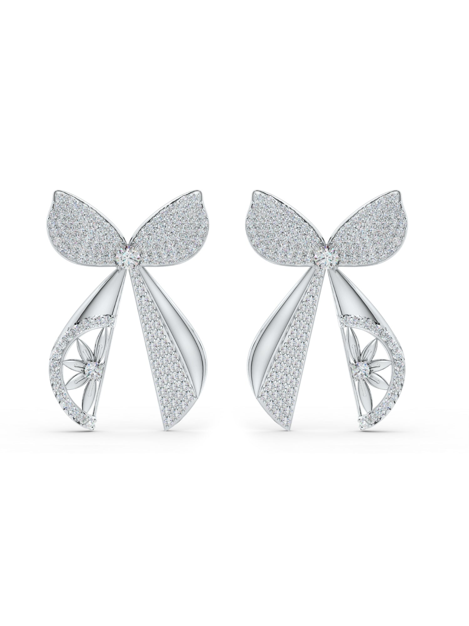 Floral Ribbons: Moissanite & Ribbon Earrings