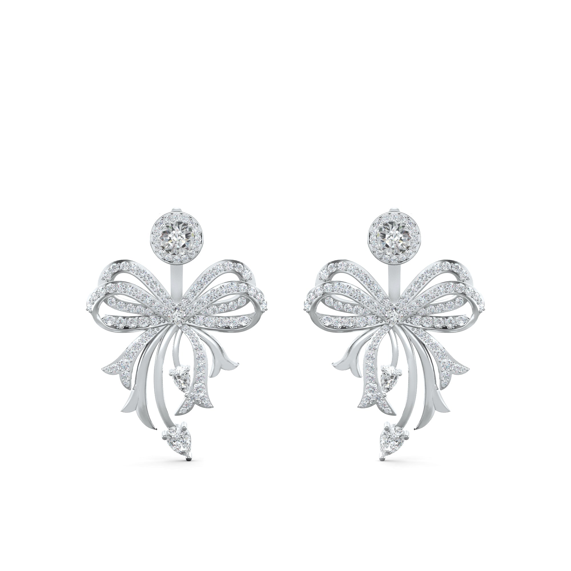 Contemporary Ribbon Moissanite 925 Sterling Silver Earrings Jackets For Women