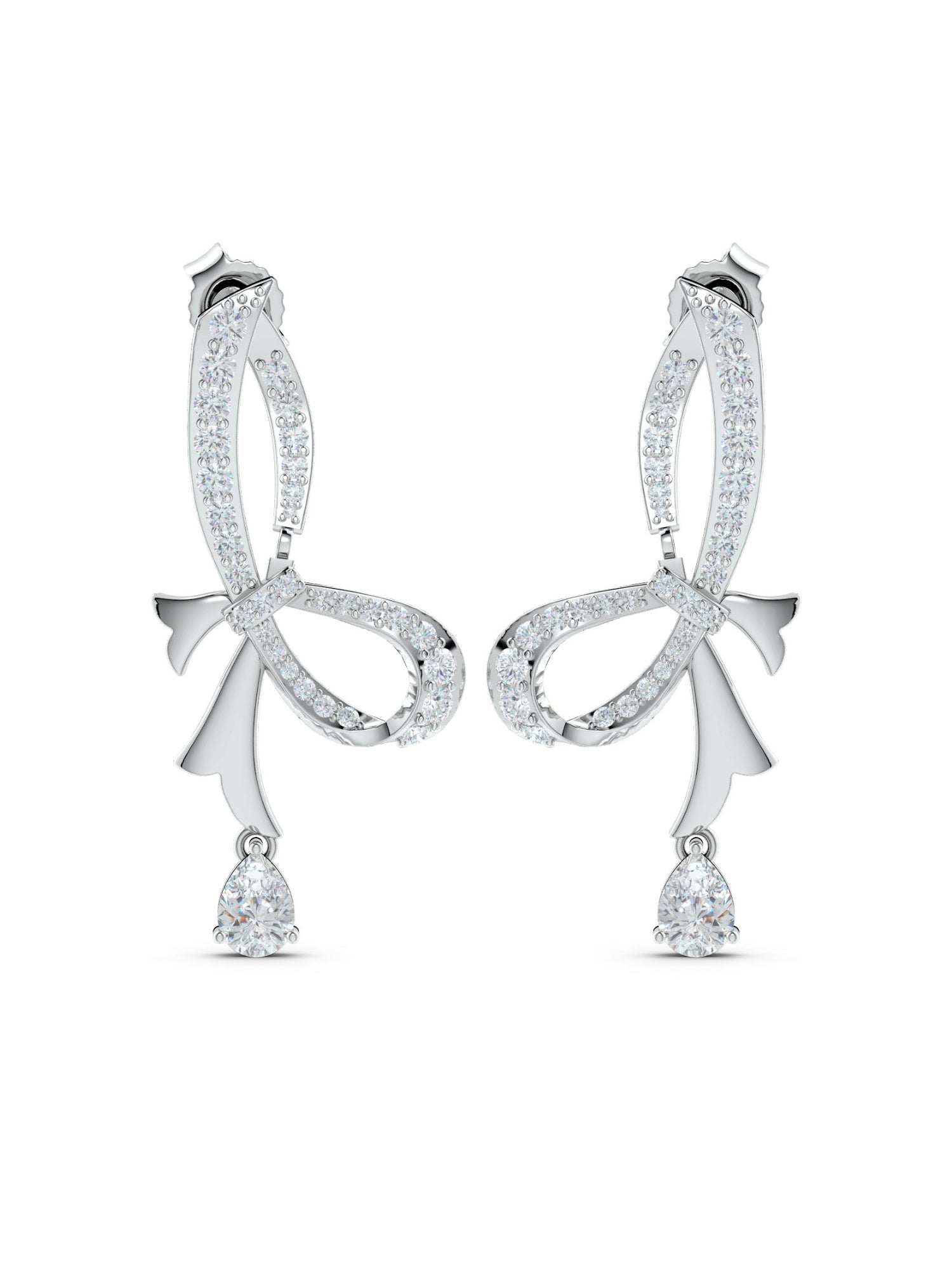 Ribboned Allure: Moissanite Drop Earrings