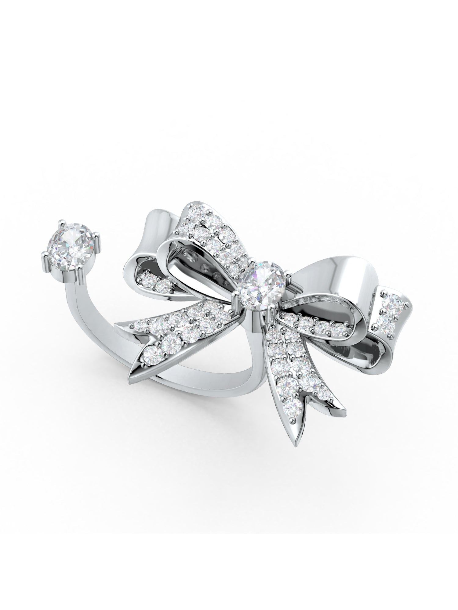 Ribbonia Ring with Graceful Folds and Moissanites