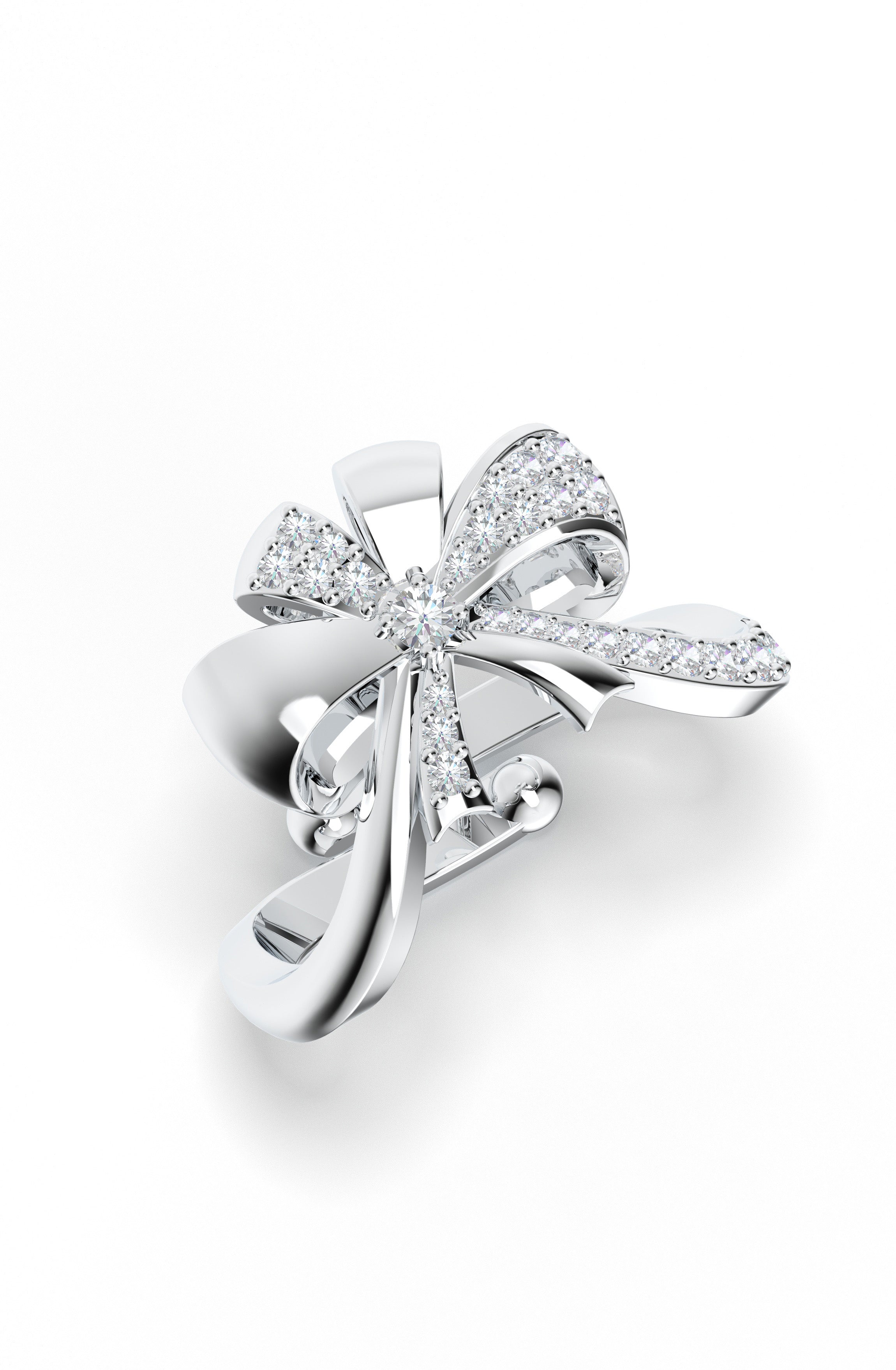 Moissanite Ribbonia Flowing Elegance 925 Sterling Silver Ring For Women