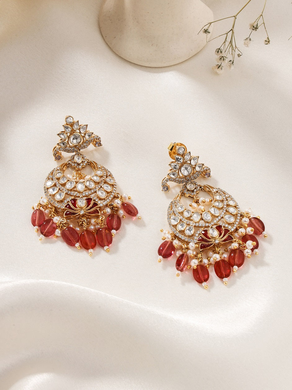 Ravishing Red Mani Chandbali Earrings