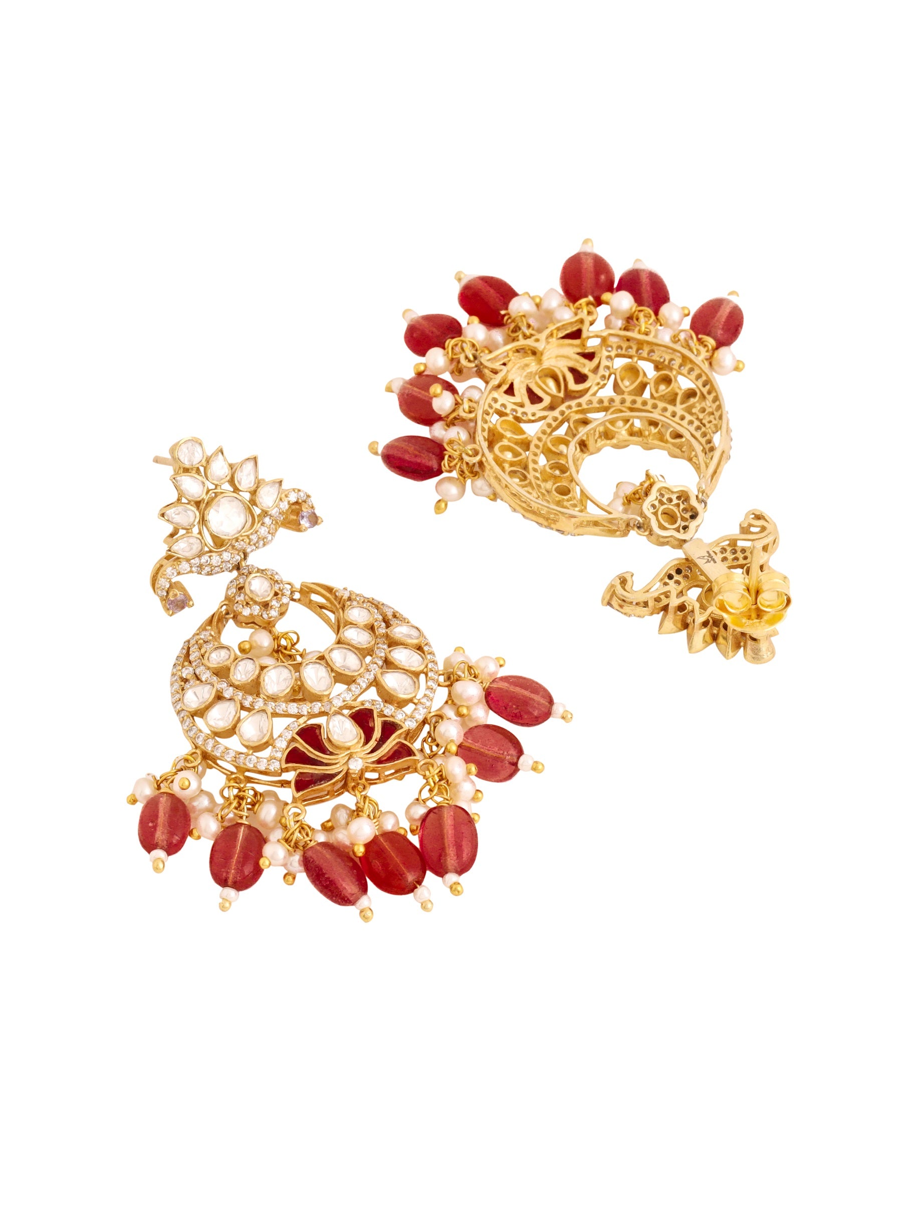 Ravishing Red Mani Chandbali Earrings