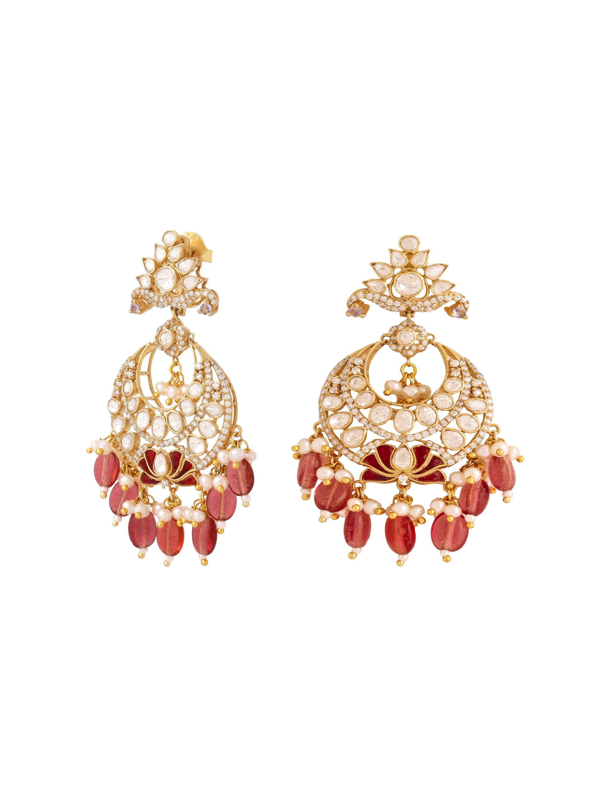Ravishing Red Mani Chandbali Earrings
