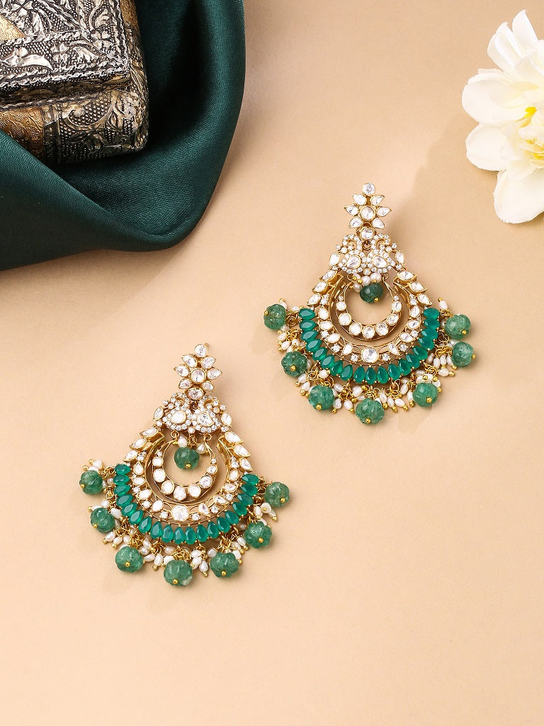 Lustrous Gem Embedded Chandbali Earring