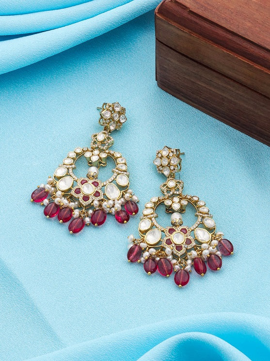 Crimson Cascade Chandbali Earrings