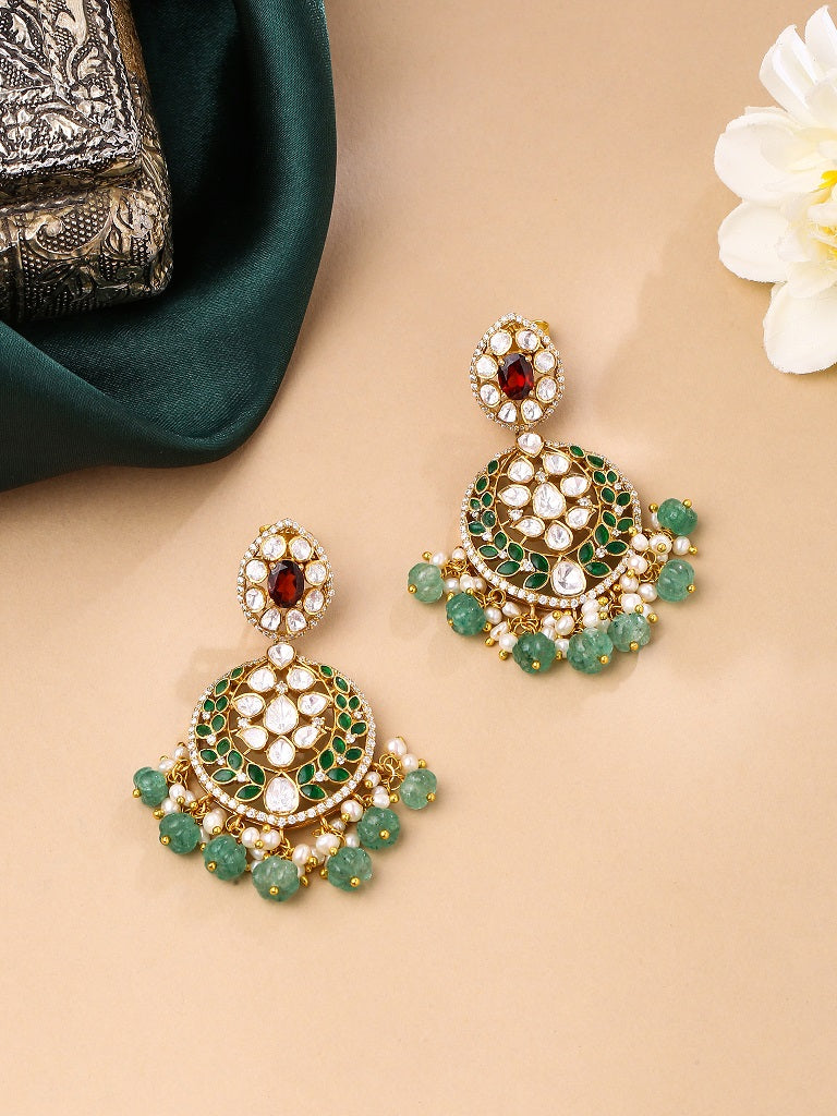 Garnet Glaze Chandbali Earrings