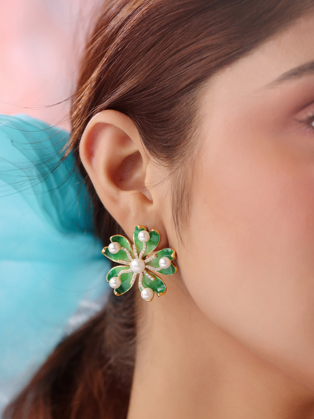Floral Harmony Enamel Earrings