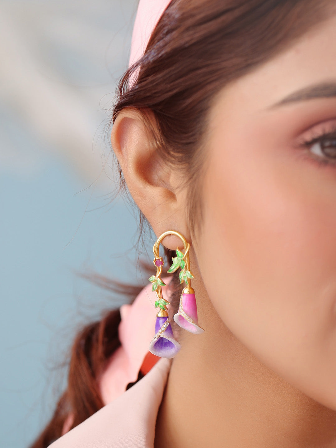 Ruby Blossom Earring