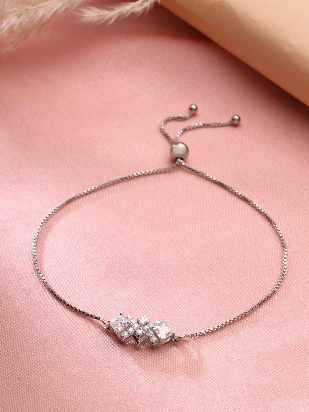Moissanite Bolo Rhodium-Plated Bracelet In 925 Sterling Silver for Women