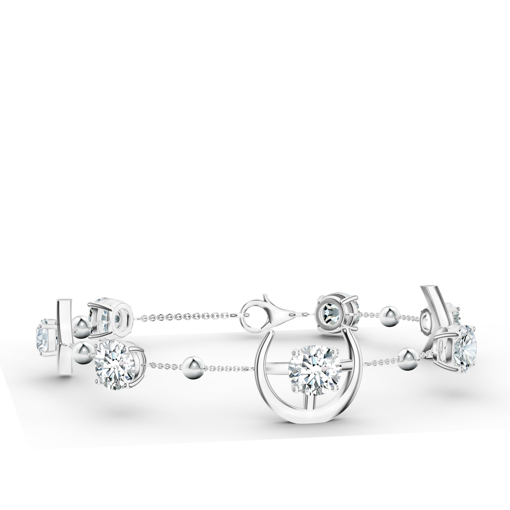 Abstract Moissanite Silver Bracelet