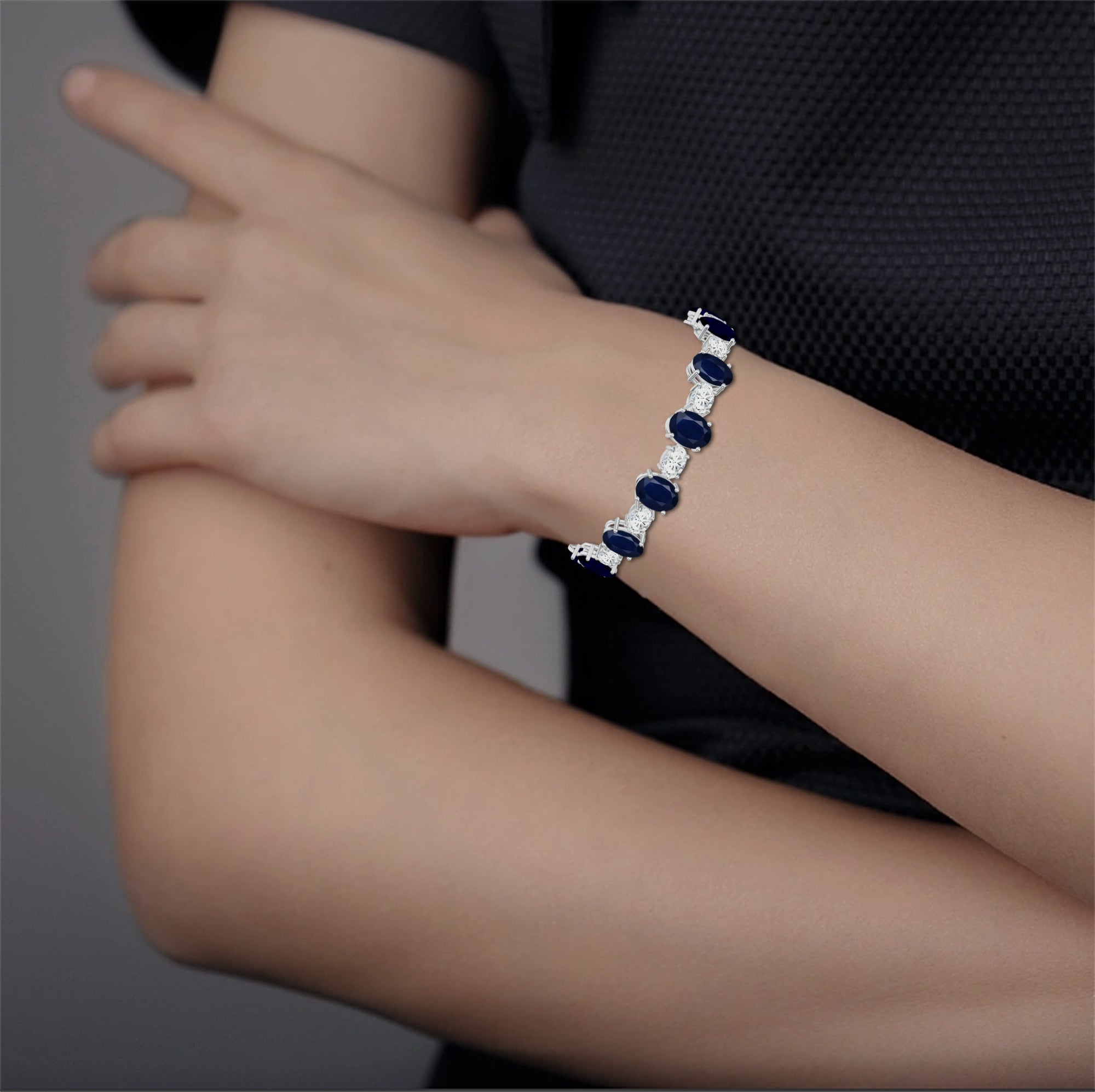 Oval Iolite Silver Bracelet