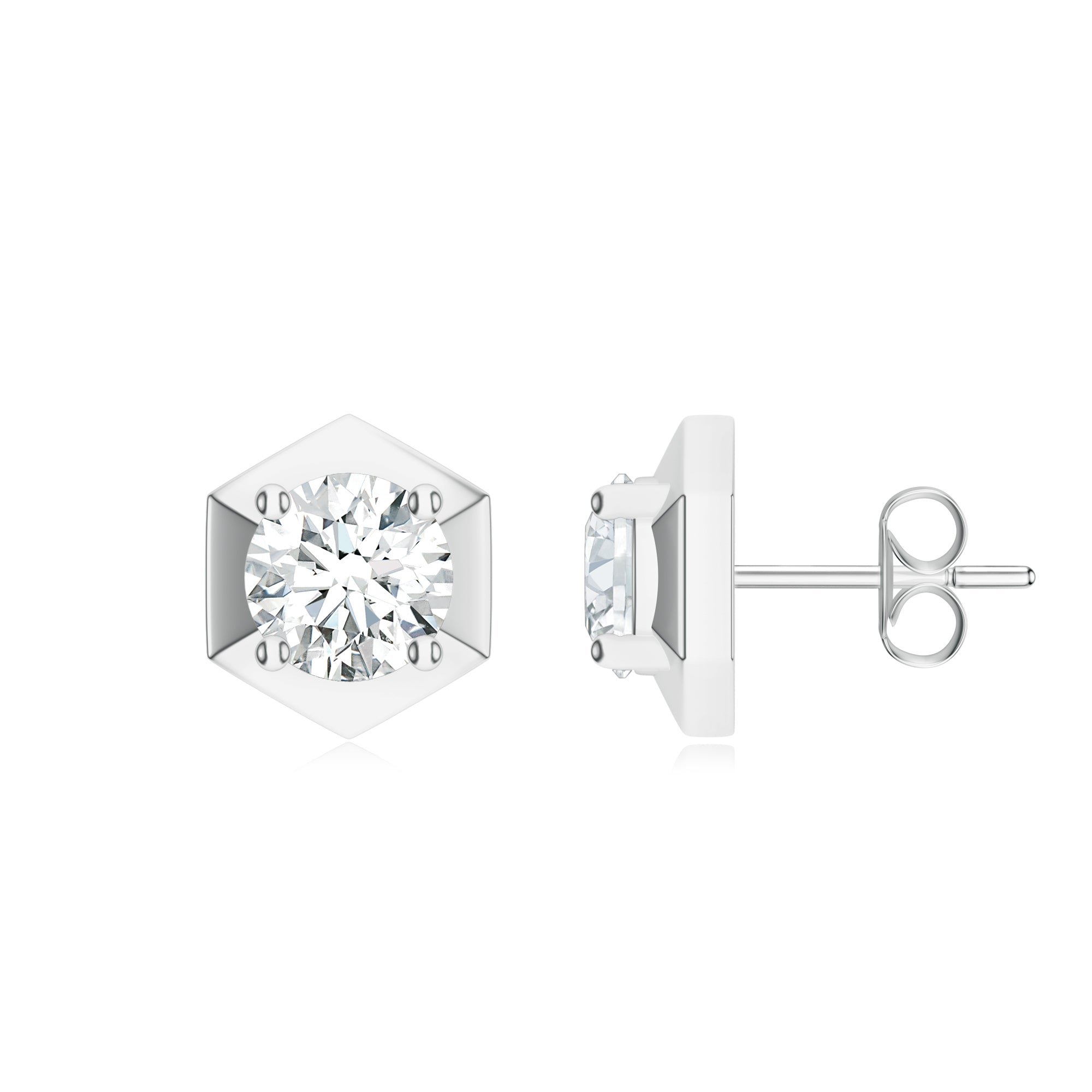 Geometric Moissanite Silver Earrings