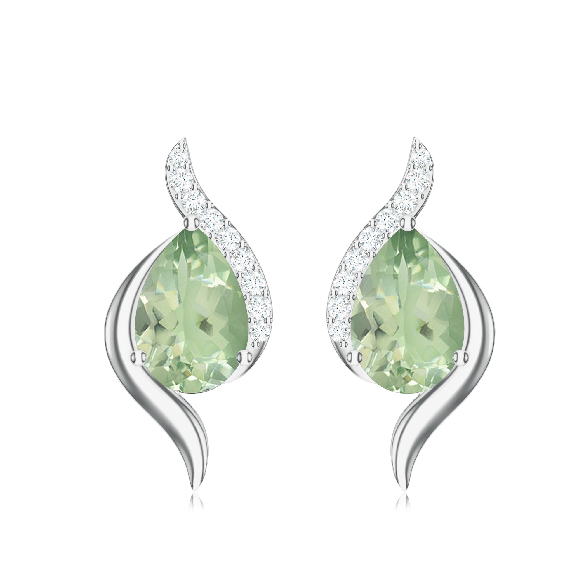 Green Amethyst 925 Sterling Silver Earrings For Women