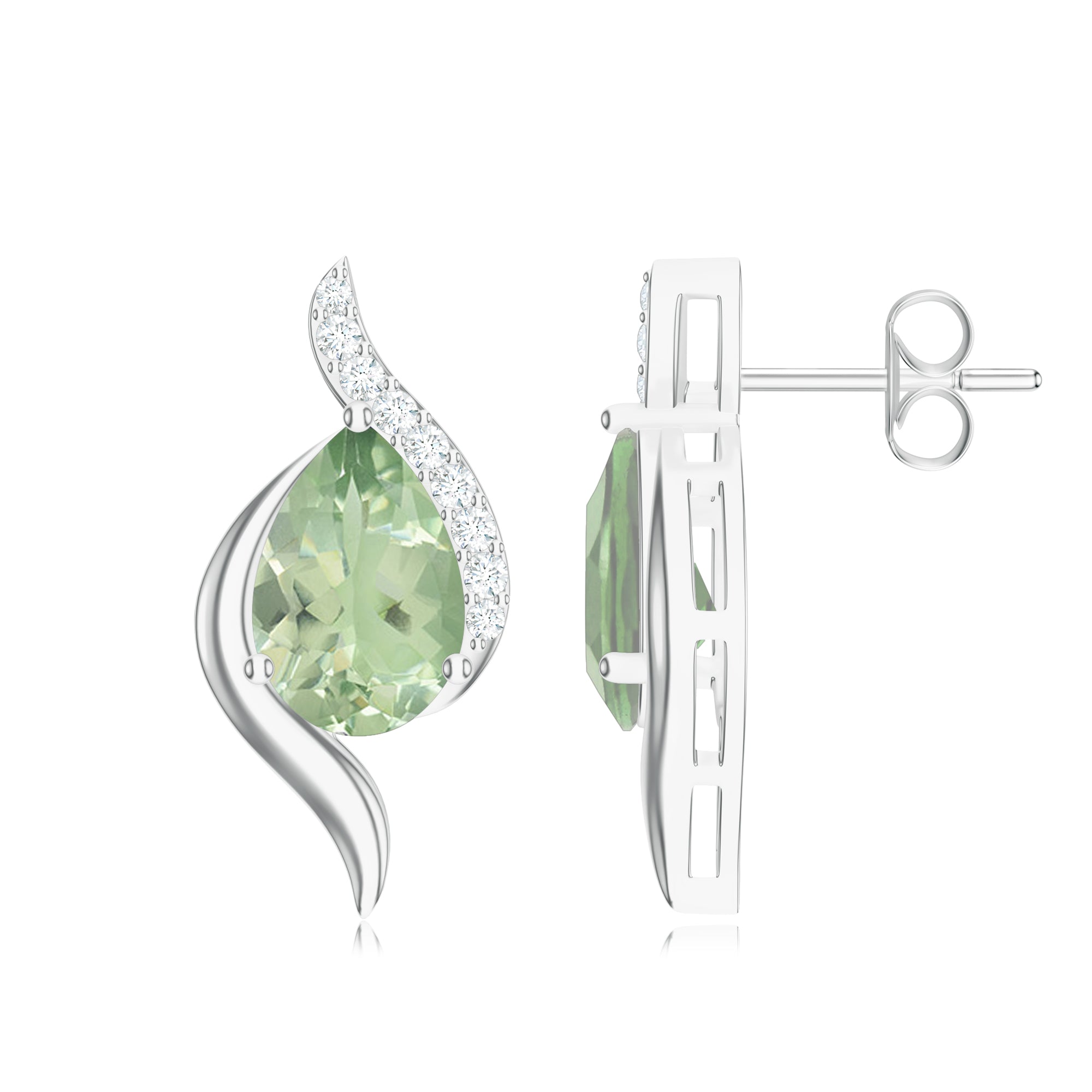 Green Amethyst 925 Sterling Silver Earrings For Women