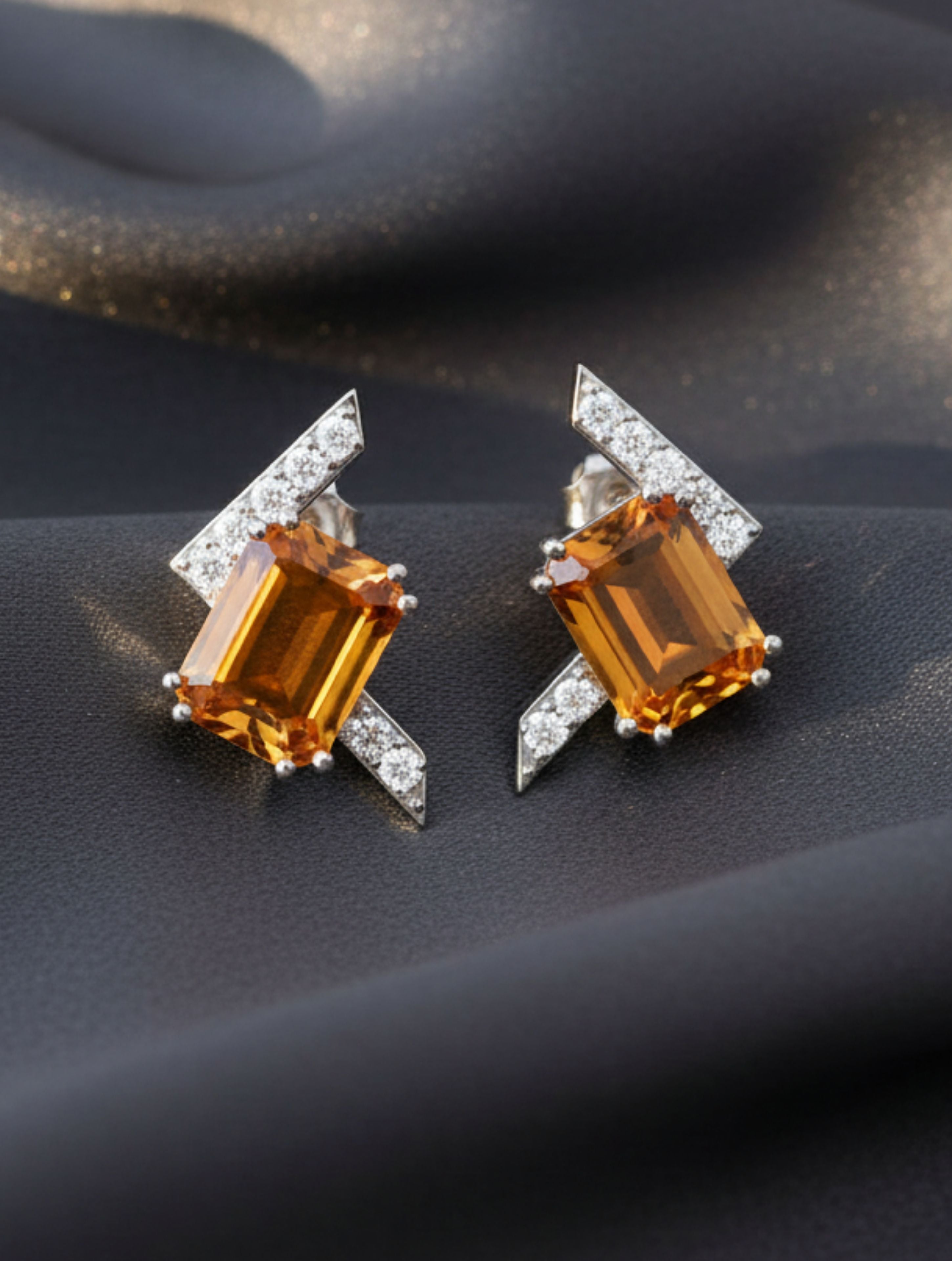 Octagon Citrine 925 Sterling Silver Earrings For Women