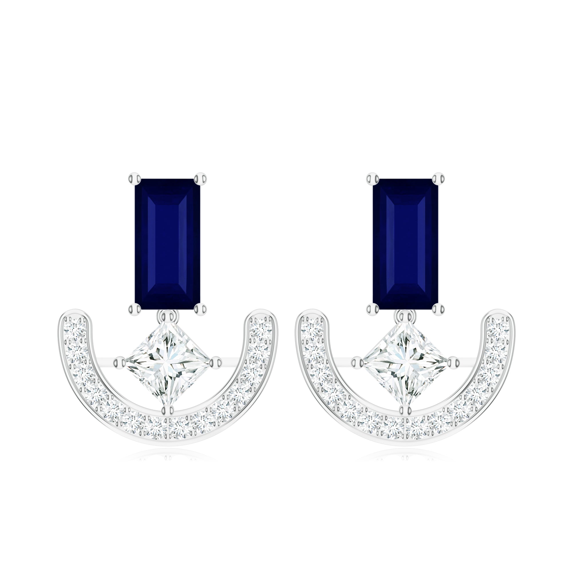 Iolite and Moissanite Silver Earrings