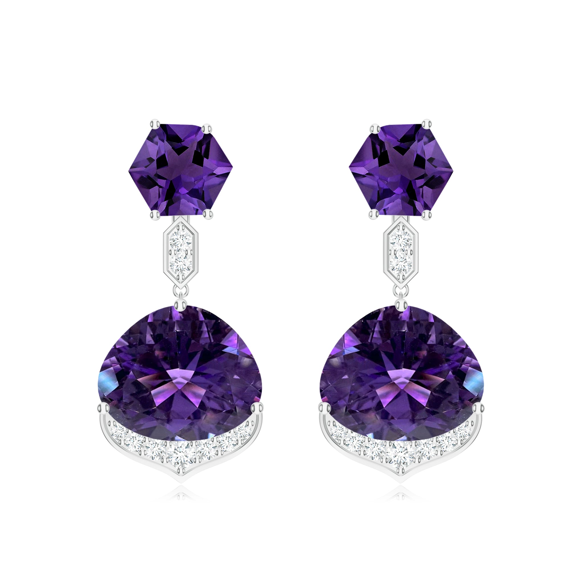 Amethyst and Moissanite Silver Earrings