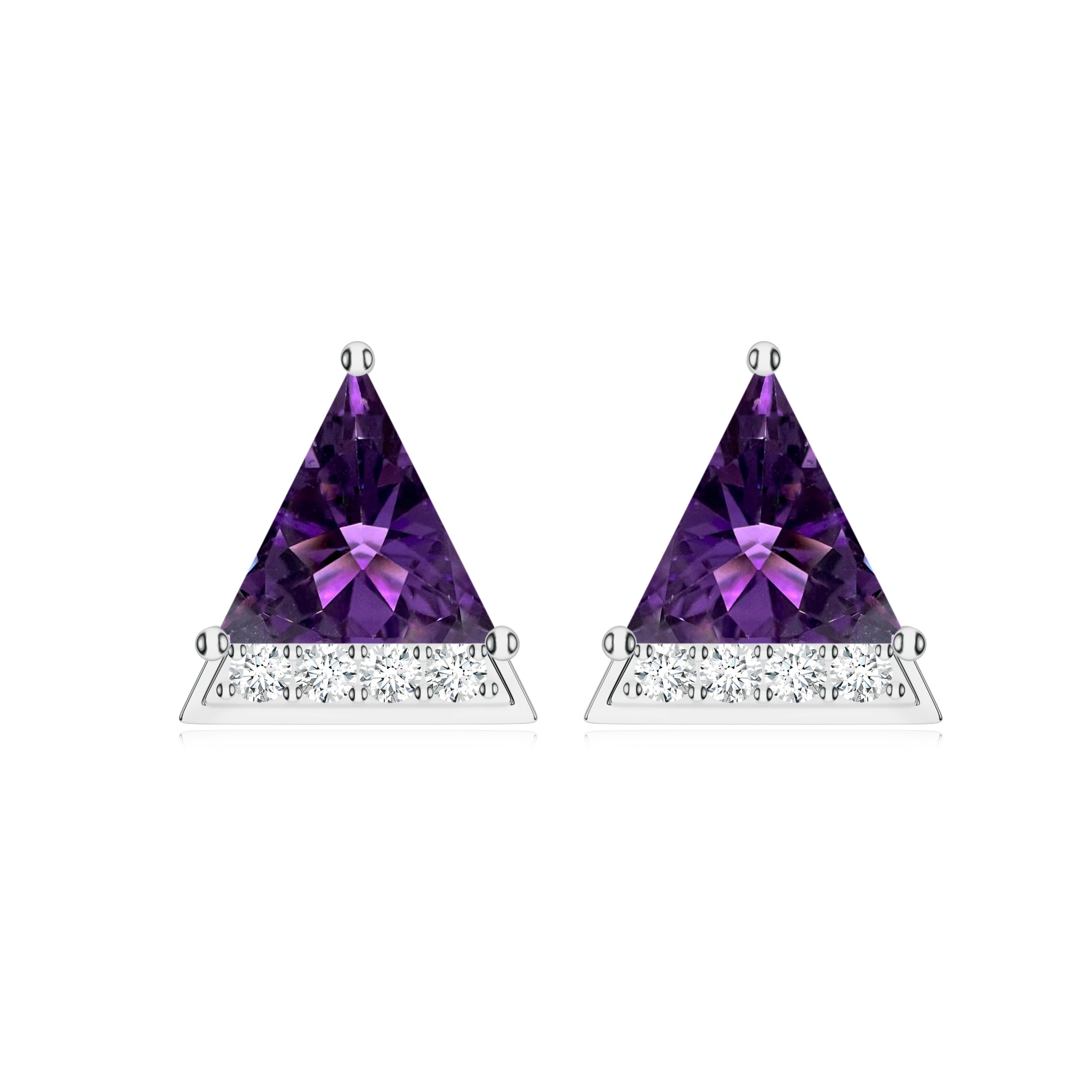 Triangle Amethyst Silver Earrings