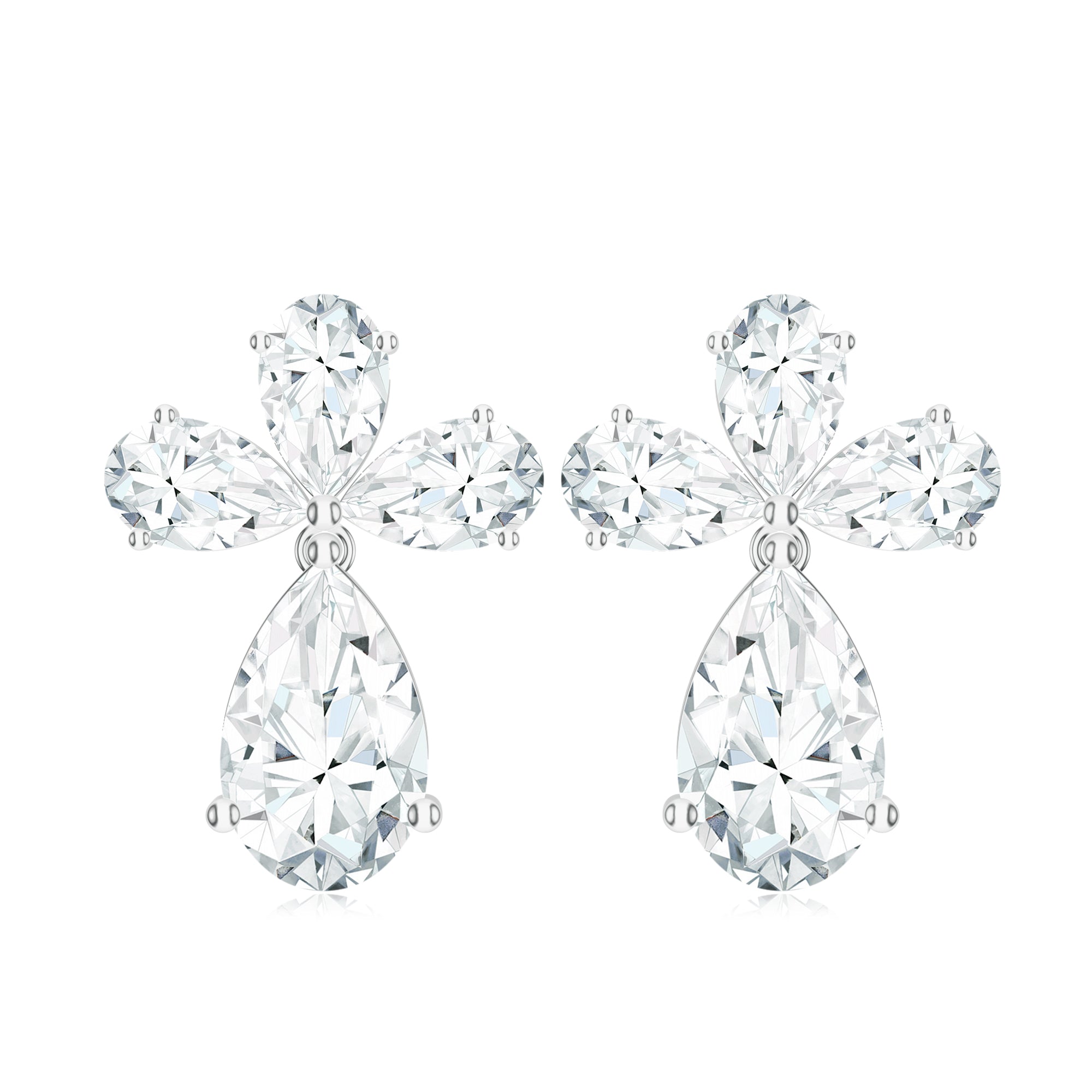 Pear-Shaped Moissanite Silver Earrings