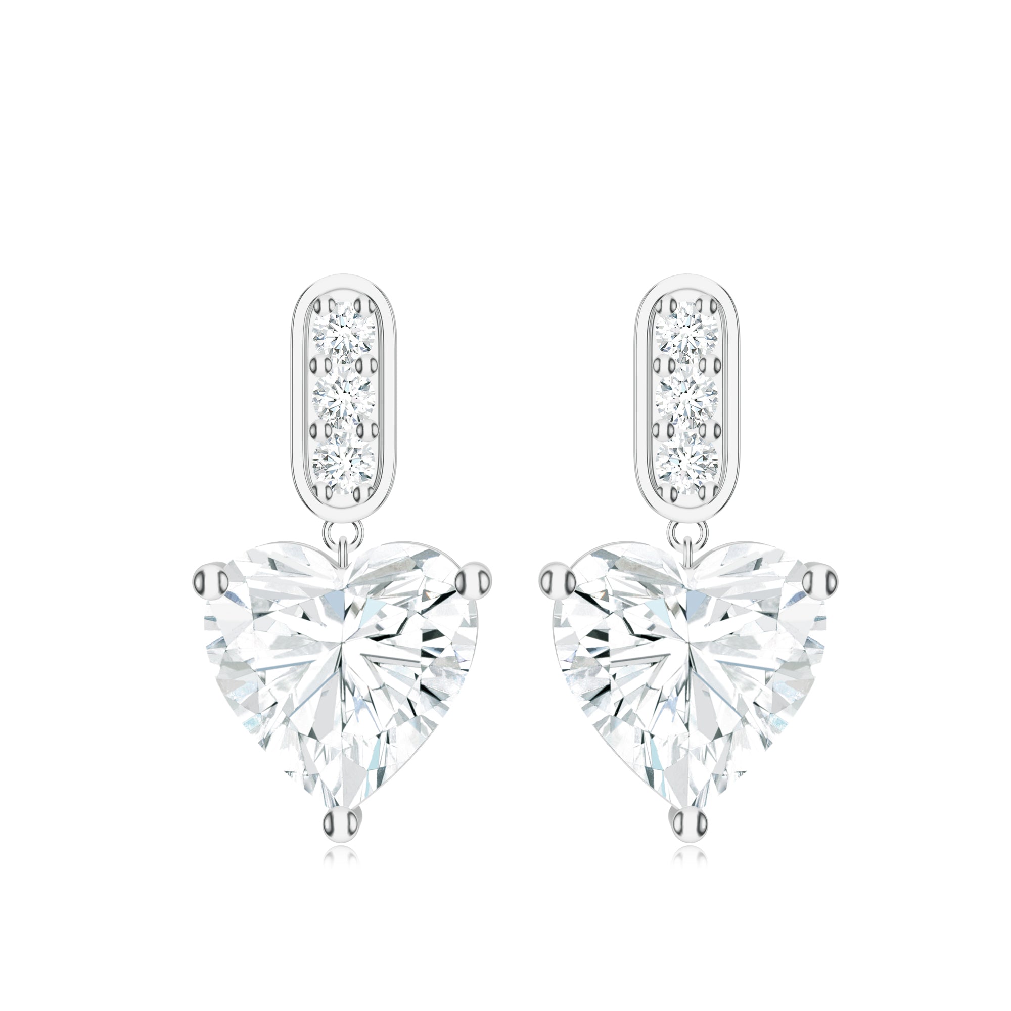 Heart-Shaped Moissanite Silver Earrings