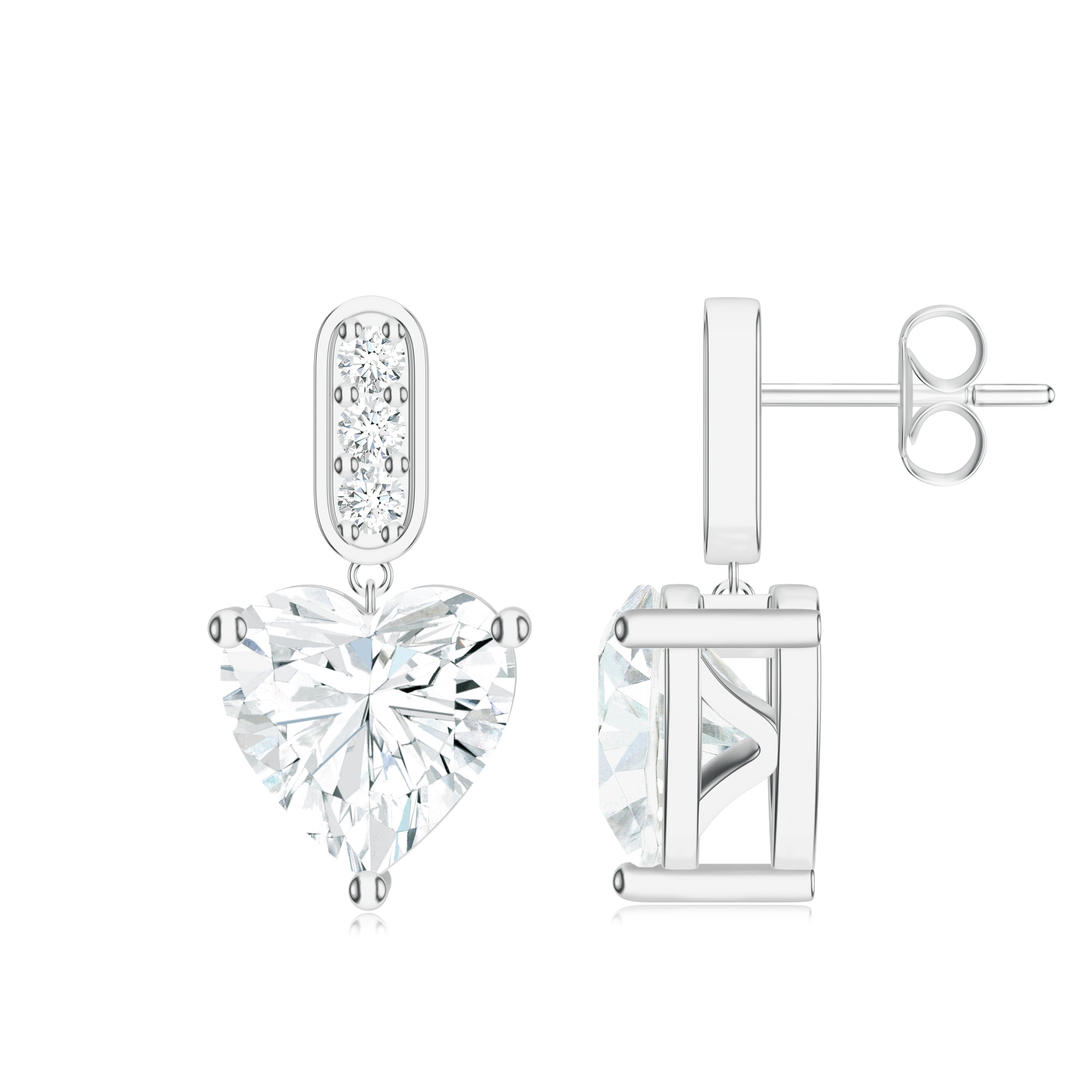 Heart-Shaped Moissanite Silver Earrings