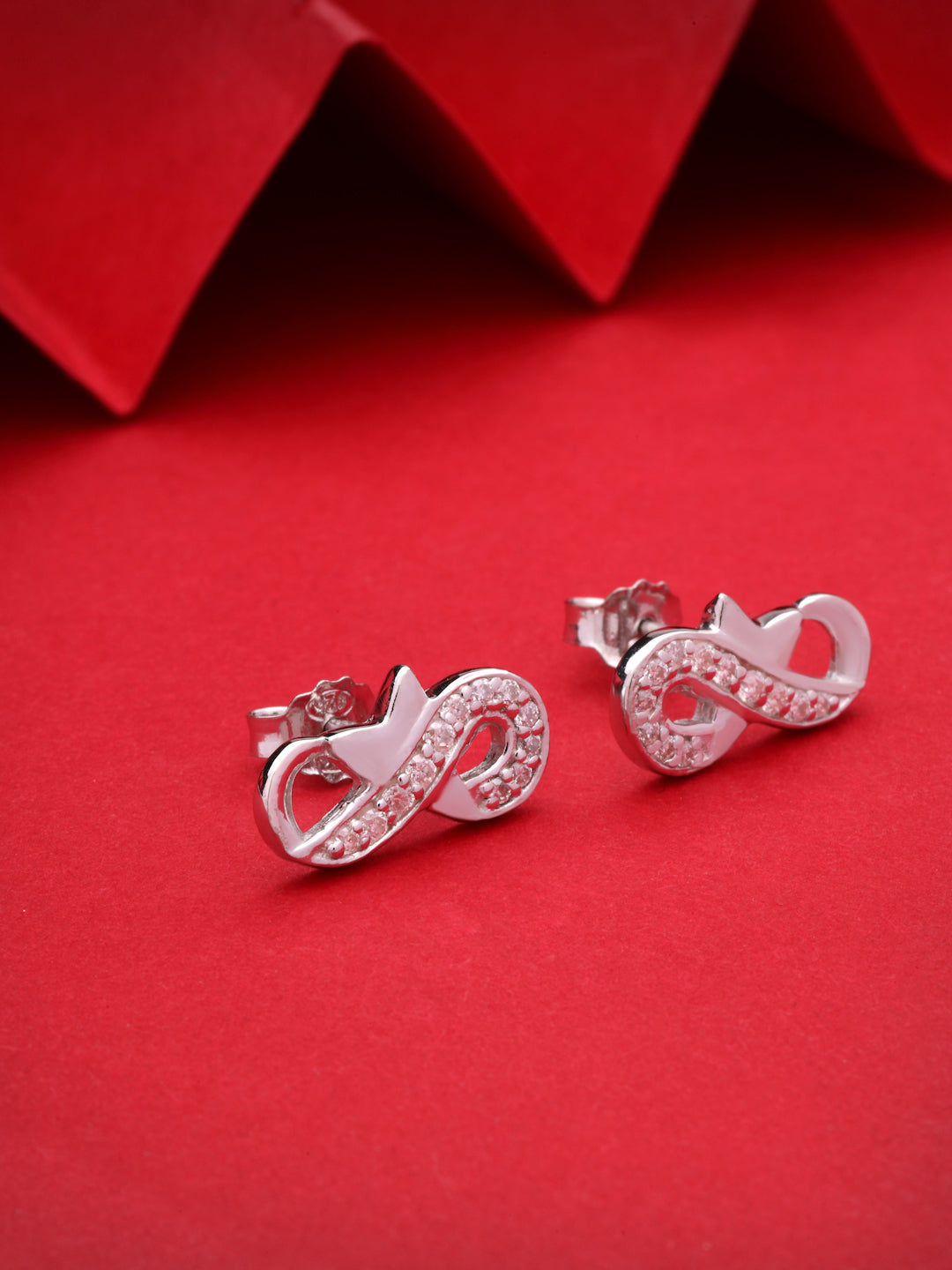 Moissanite Stud Earrings in 925 Sterling Silver with Rhodium Plating