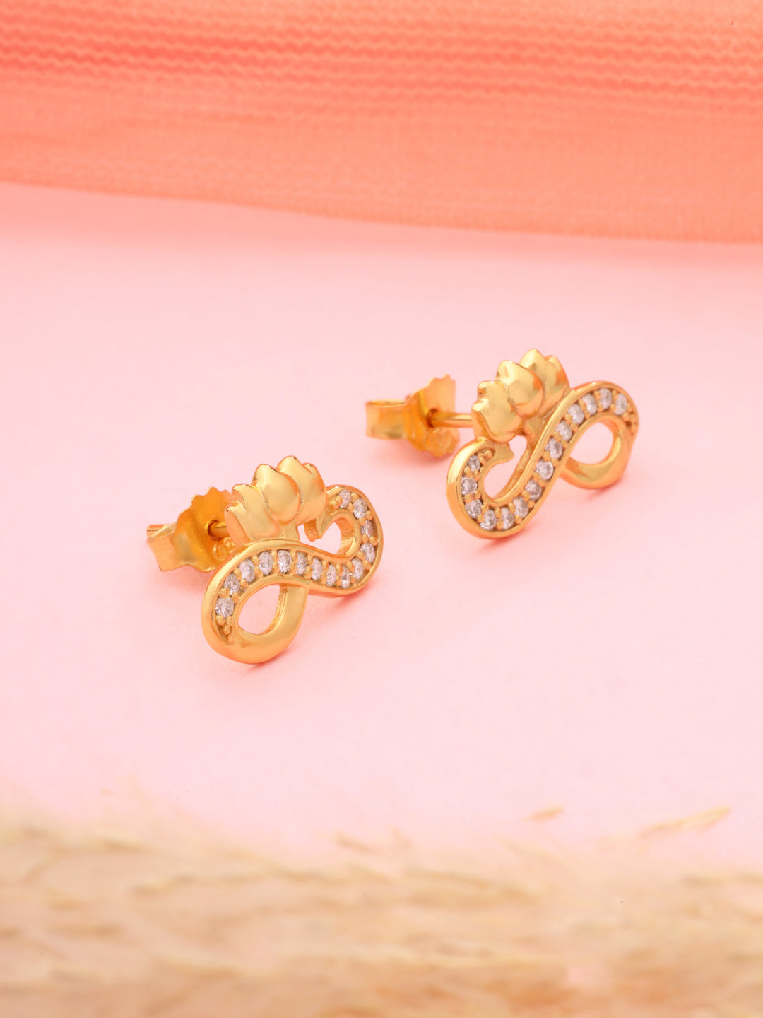 Lotus & Infinity Silver Moissanite Stud Earrings