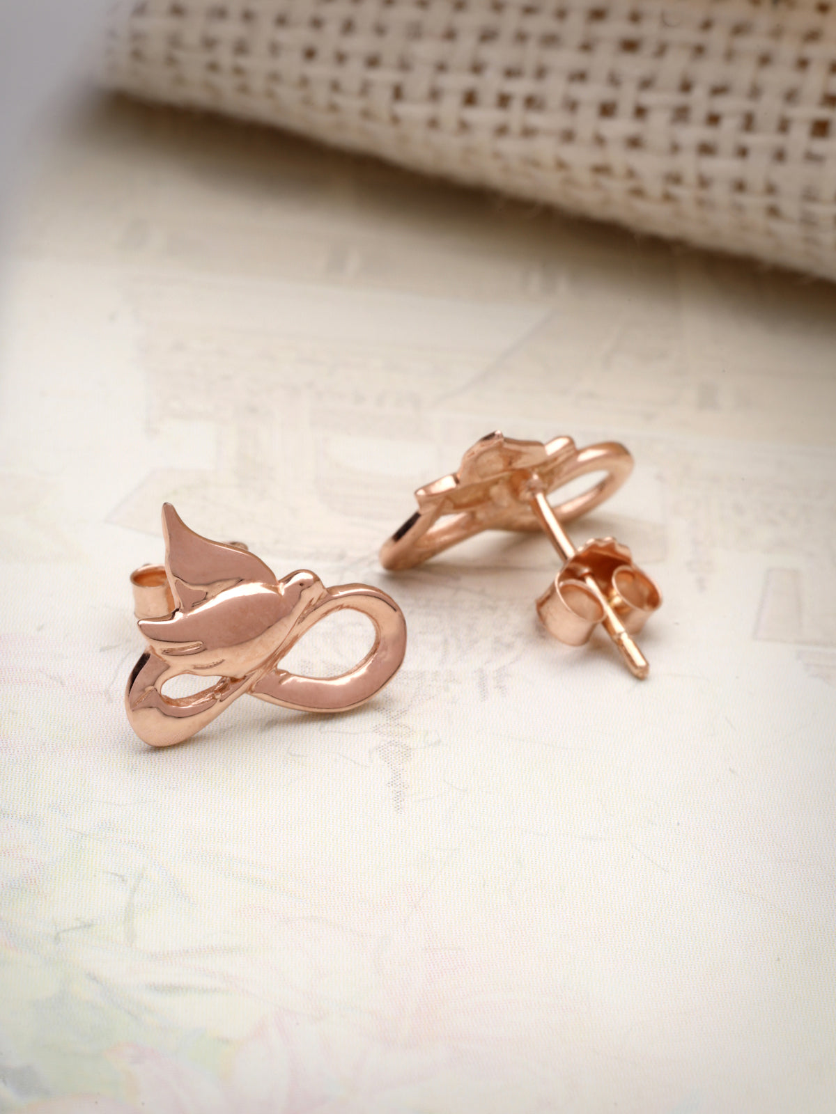 Minimalist Stud Earrings in 925 Sterling Silver with Rose Gold Plating