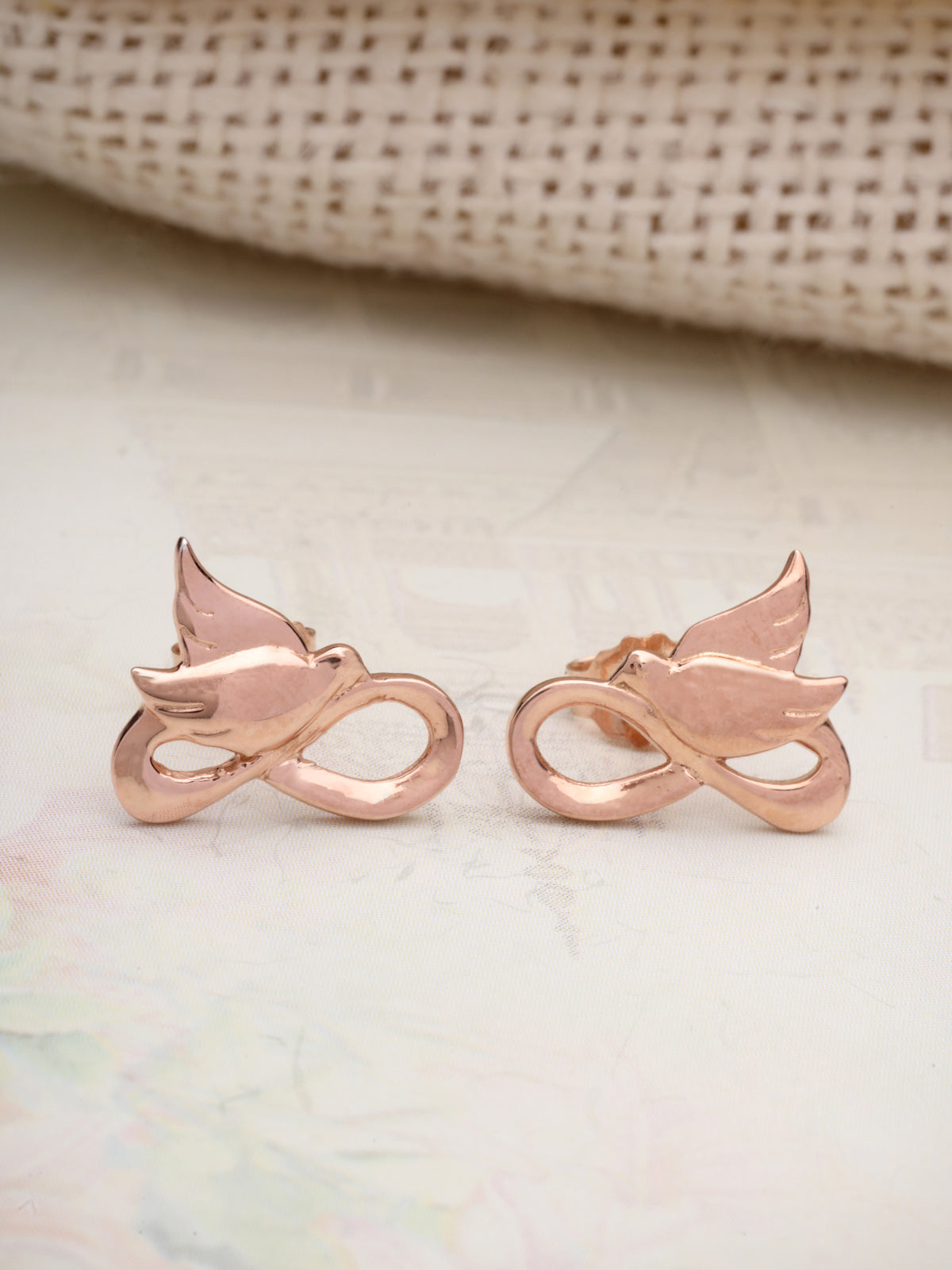 Minimalist Stud Earrings in 925 Sterling Silver with Rose Gold Plating