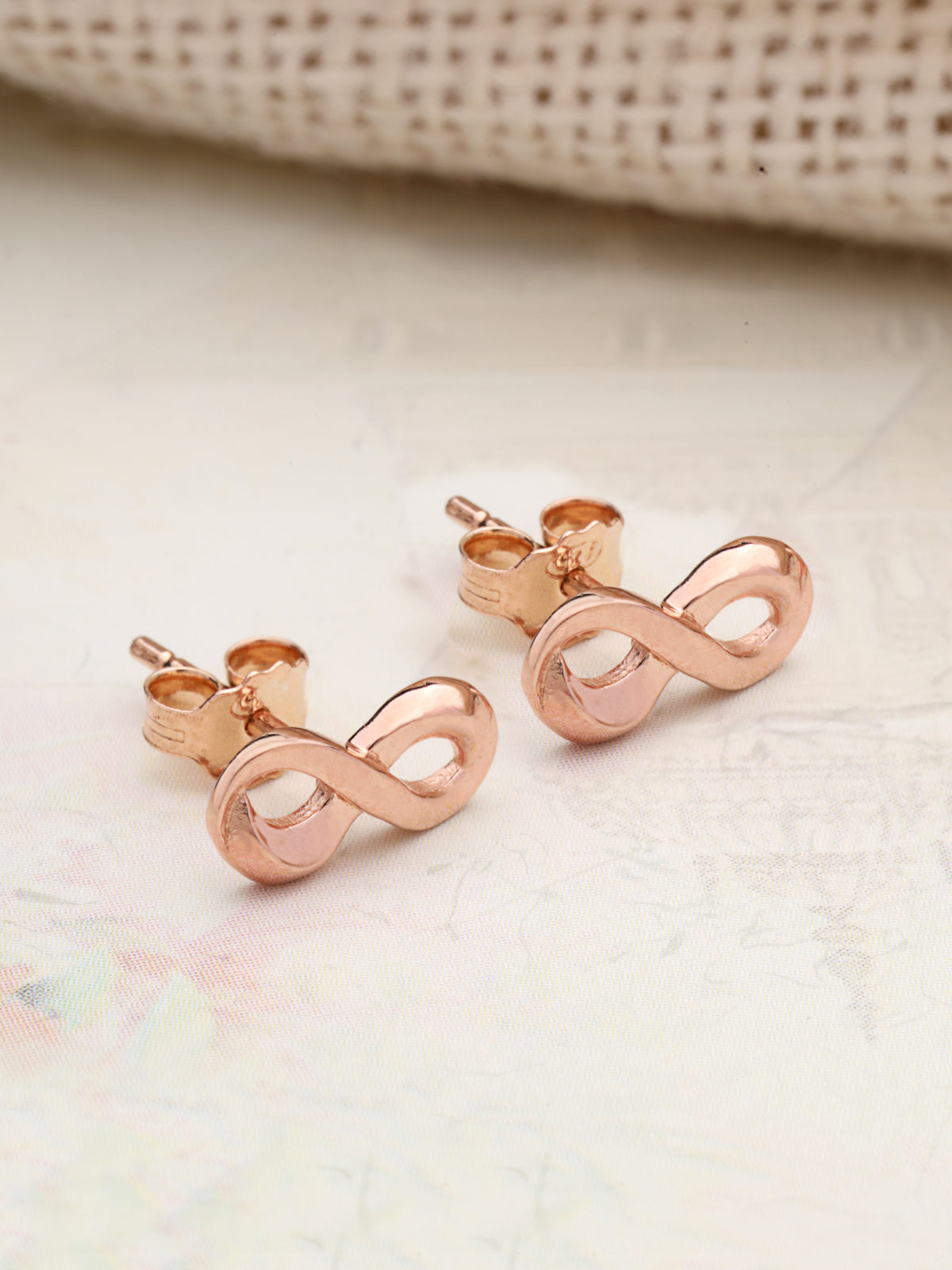 Minimalist Stud Earrings in 925 Sterling Silver with Rose Gold Plating