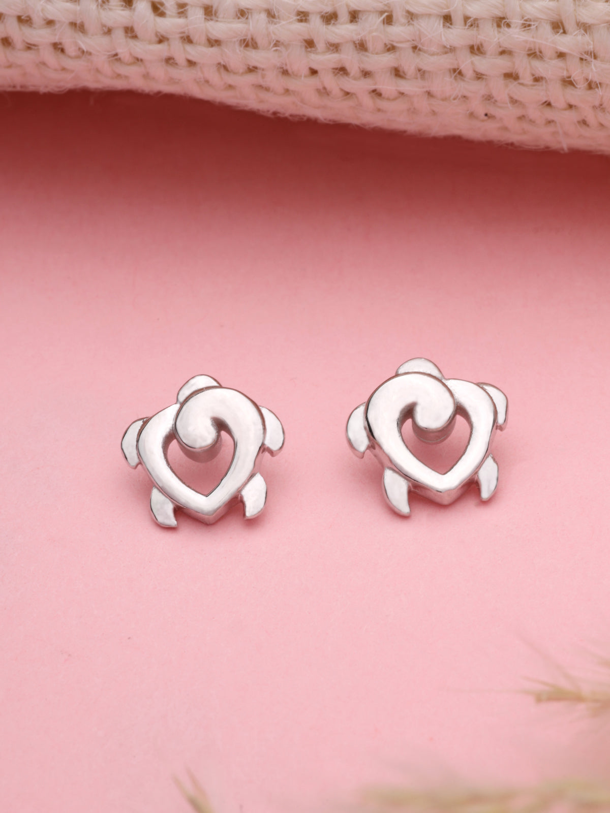 Minimalist Stud Earrings in 925 Sterling Silver with Rhodium Plating