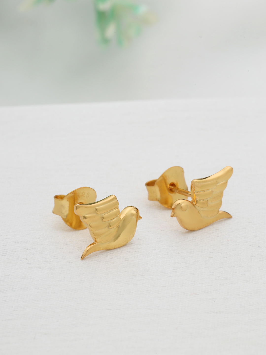 Minimalist Stud Earrings in 925 Sterling Silver with Gold Plating