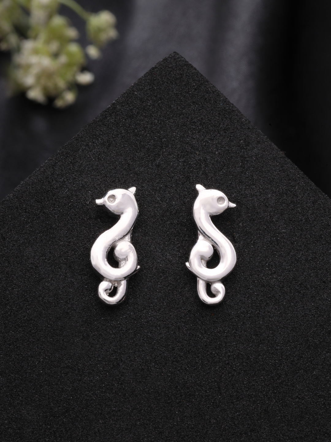 Minimalist Stud Earrings in 925 Sterling Silver with Rhodium Plating