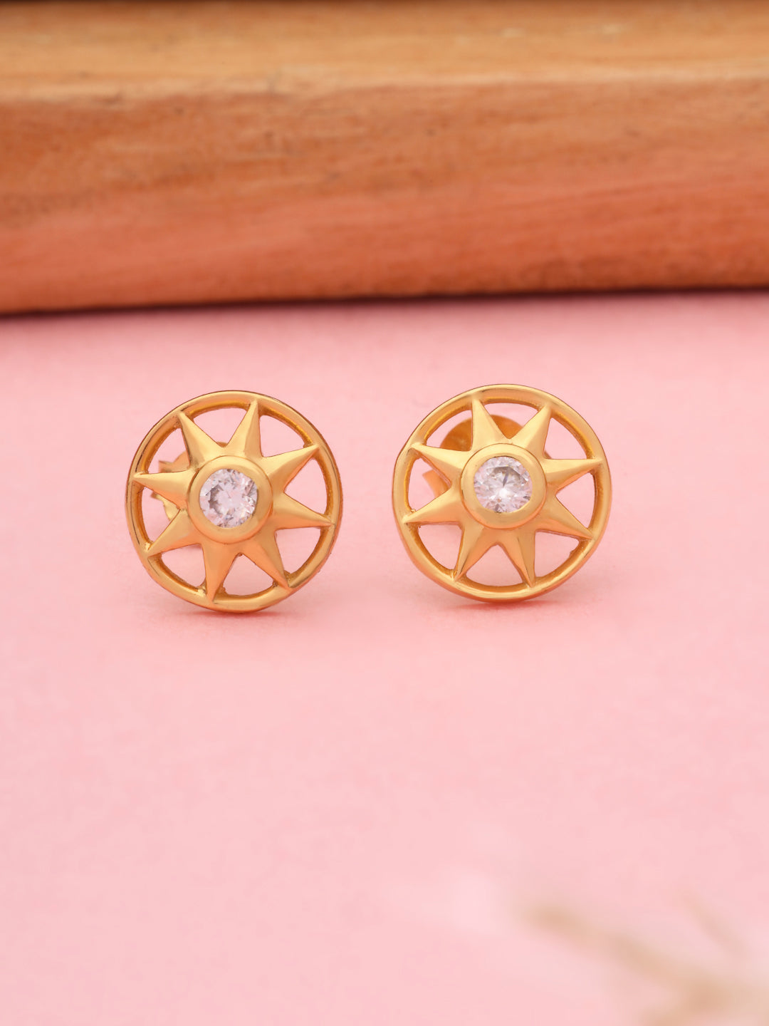 Moissanite Stud Earrings in 925 Sterling Silver with Gold Plating