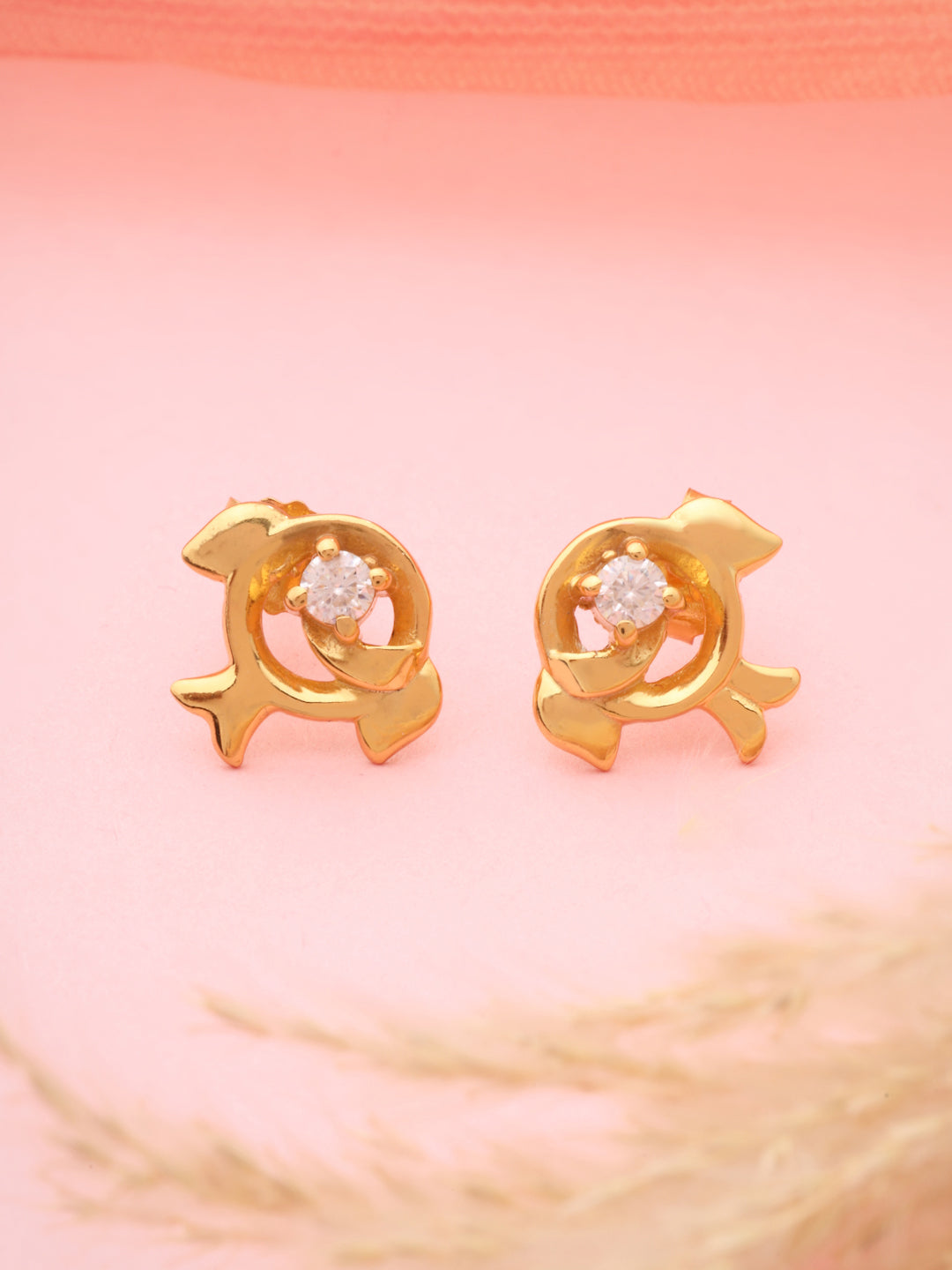 Moissanite Stud Earrings in 925 Sterling Silver with Gold Plating