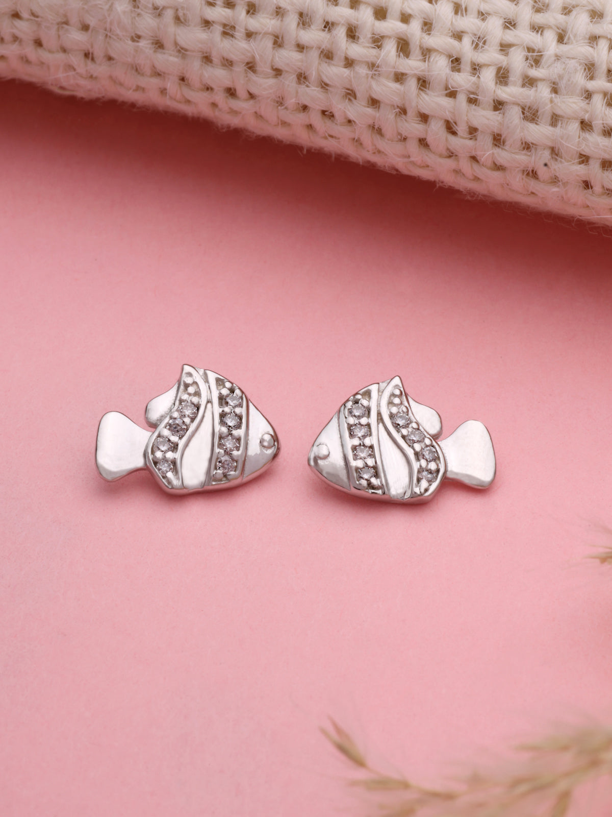 Moissanite Stud Earrings in 925 Sterling Silver with Rhodium Plating